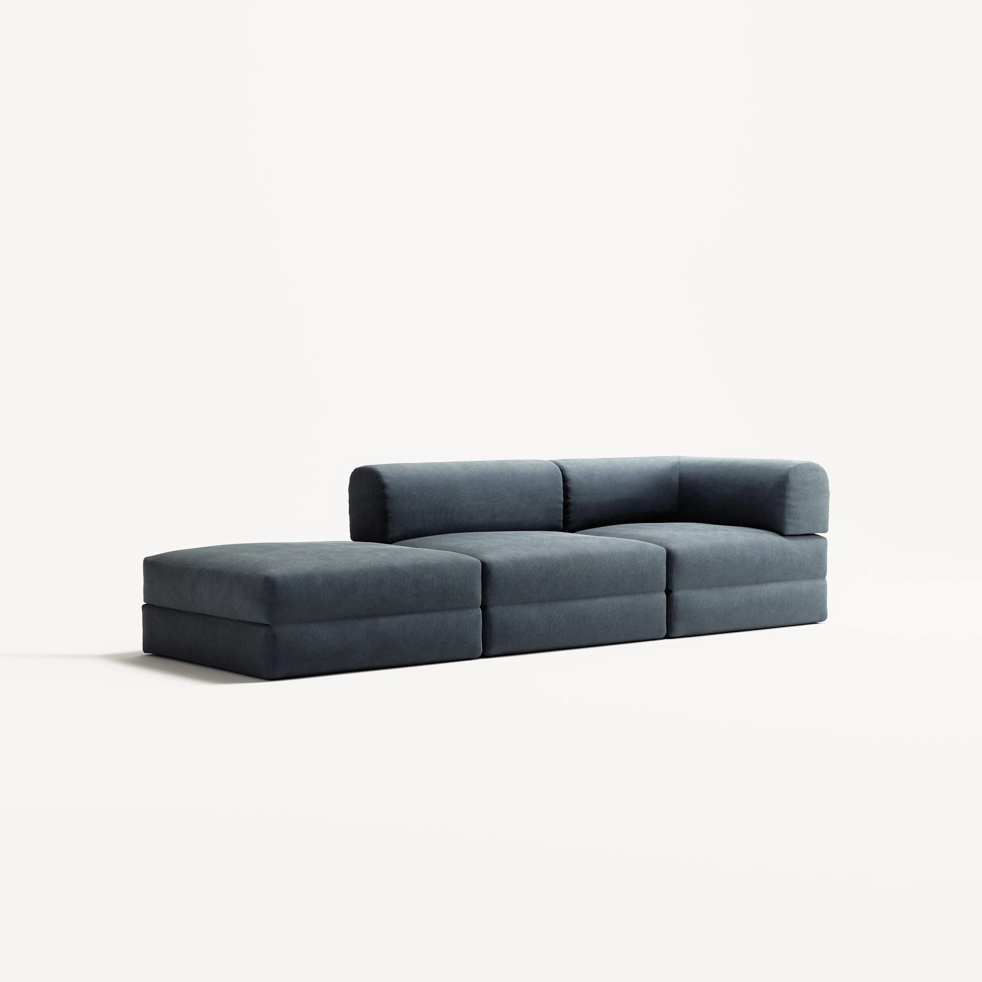 LUNA - 2 Seat with open end - Left - Corduroy Dark Blue - Image 2