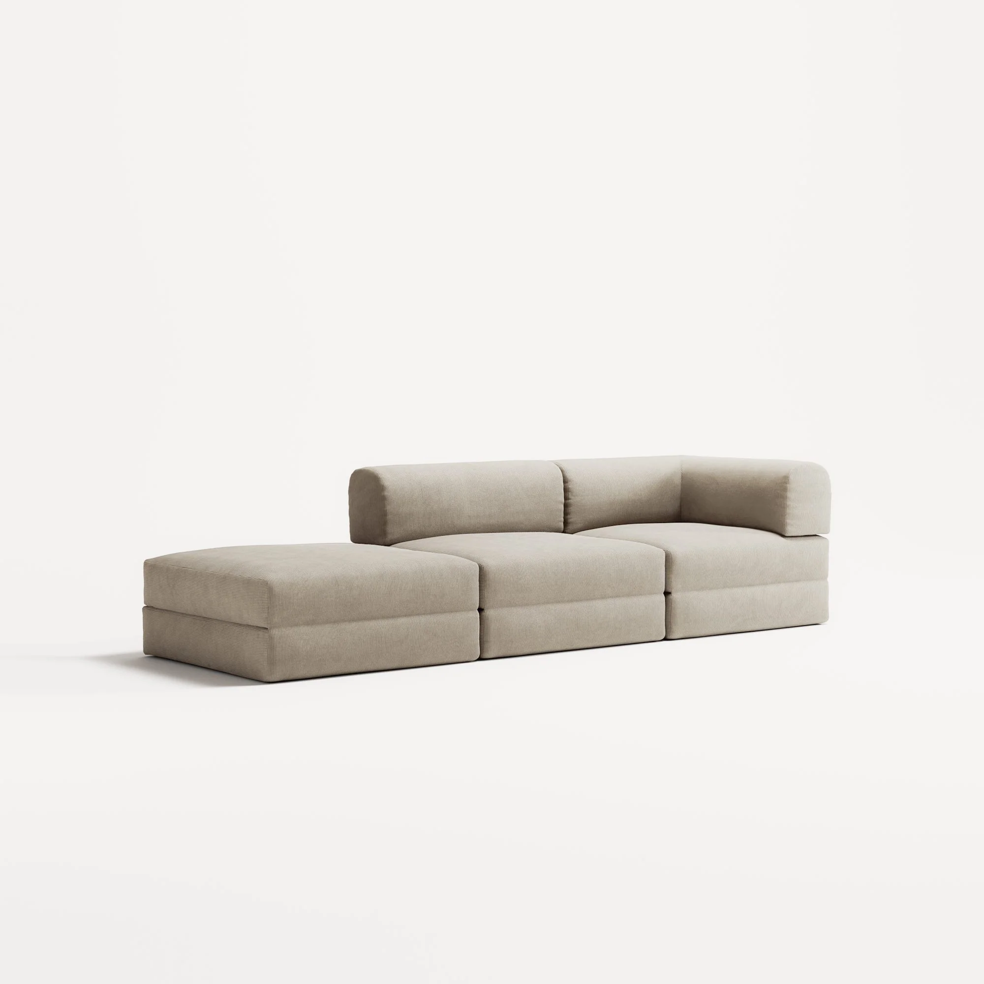 LUNA - 2 Seat with open end - Left - Corduroy Off-White - Image 2