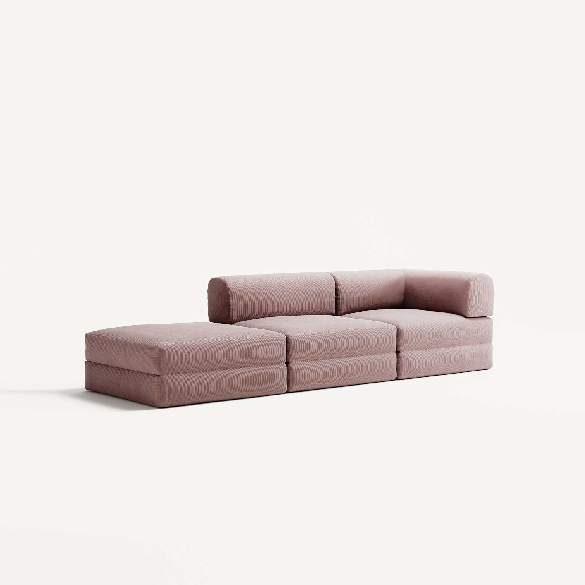 LUNA - 2 Seat with open end - Left - Corduroy Soft Pink - Image 2