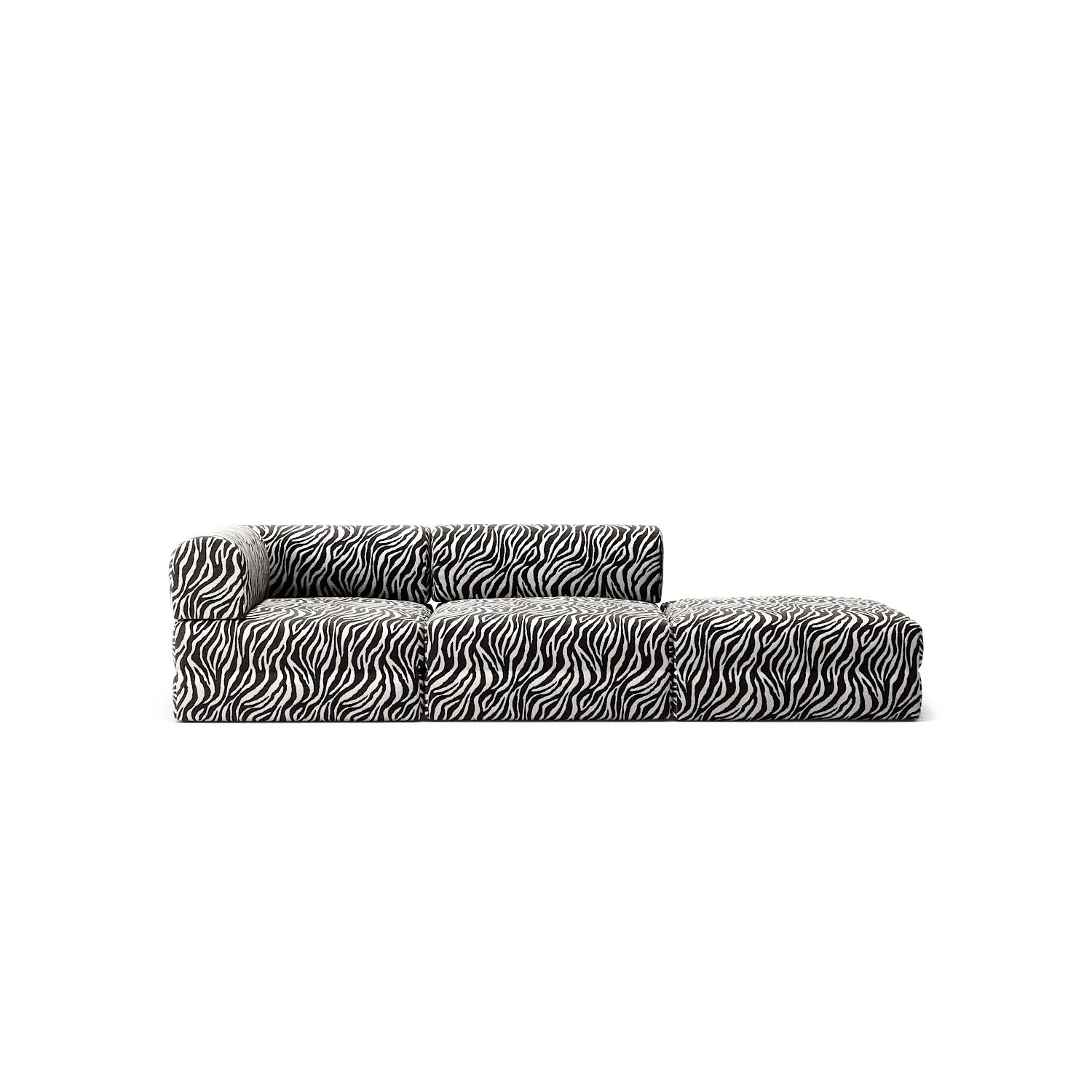 LUNA - 2 Seat with open end - Right - Chenille Jacquard Zebra Black White