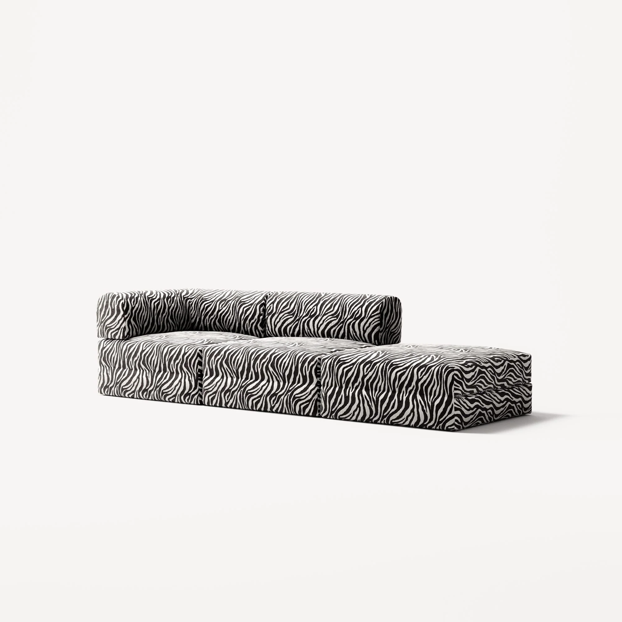 LUNA - 2 Seat with open end - Right - Chenille Jacquard Zebra Black White - Image 2