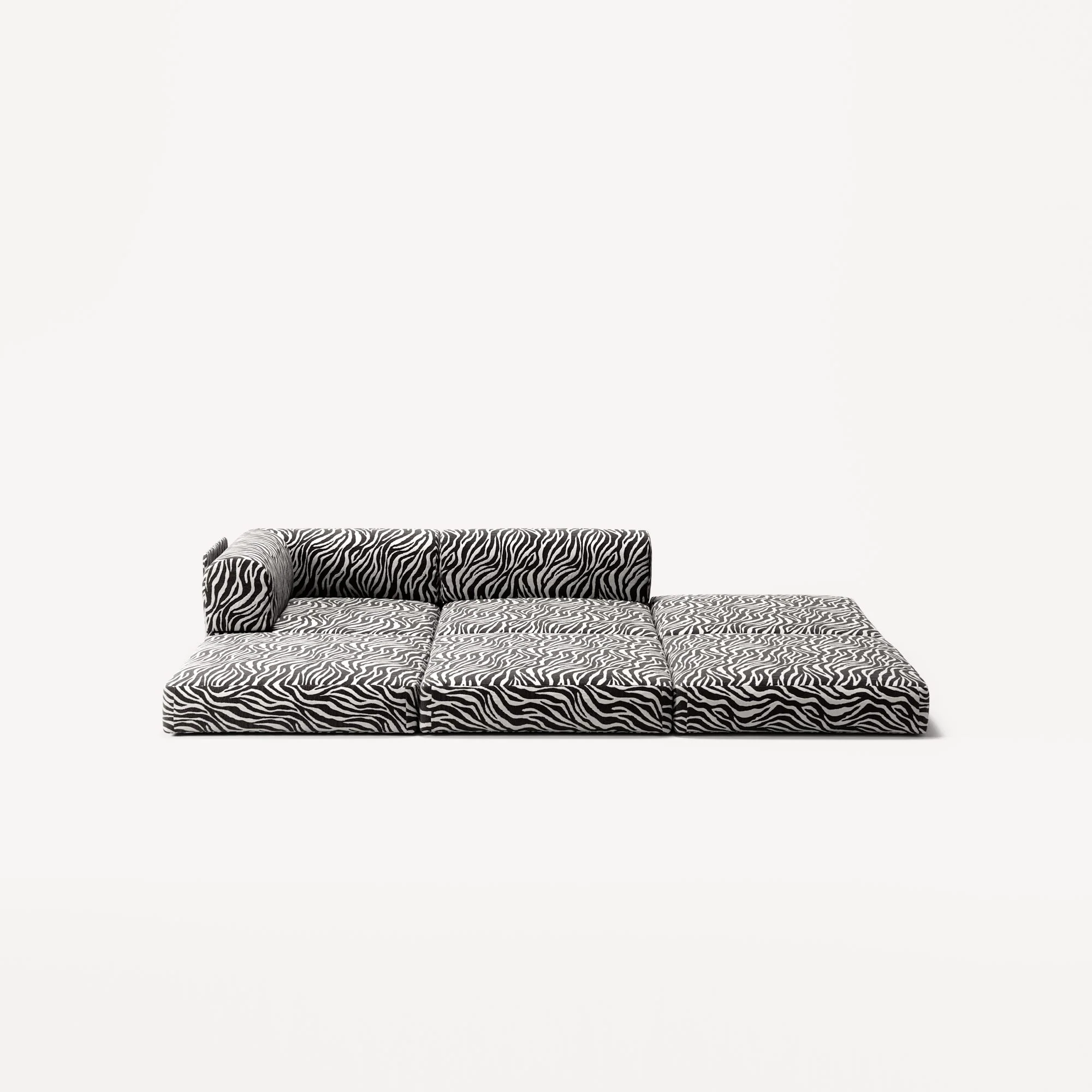 LUNA - 2 Seat with open end - Right - Chenille Jacquard Zebra Black White - Image 4