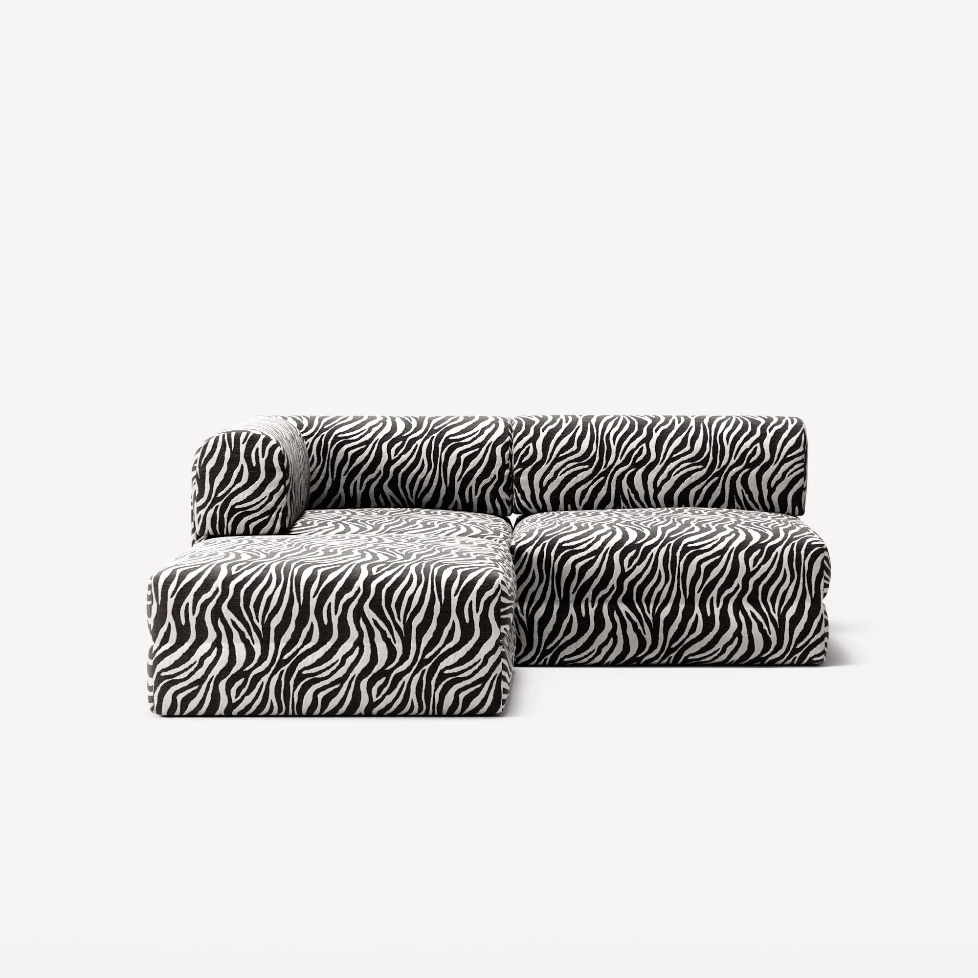 LUNA - 2 Seat with open end - Right - Chenille Jacquard Zebra Black White - Image 5