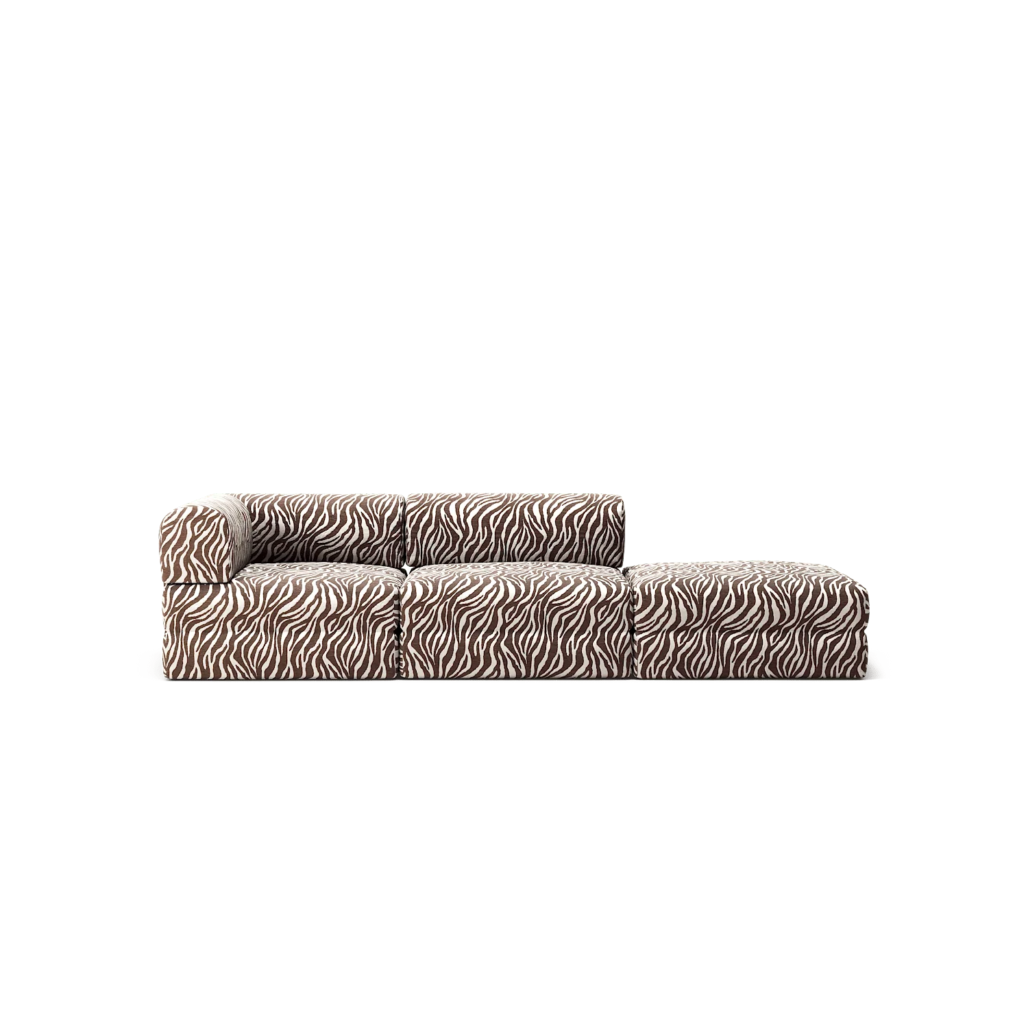 LUNA - 2 Seat with open end - Right - Chenille Jacquard Zebra Brown White