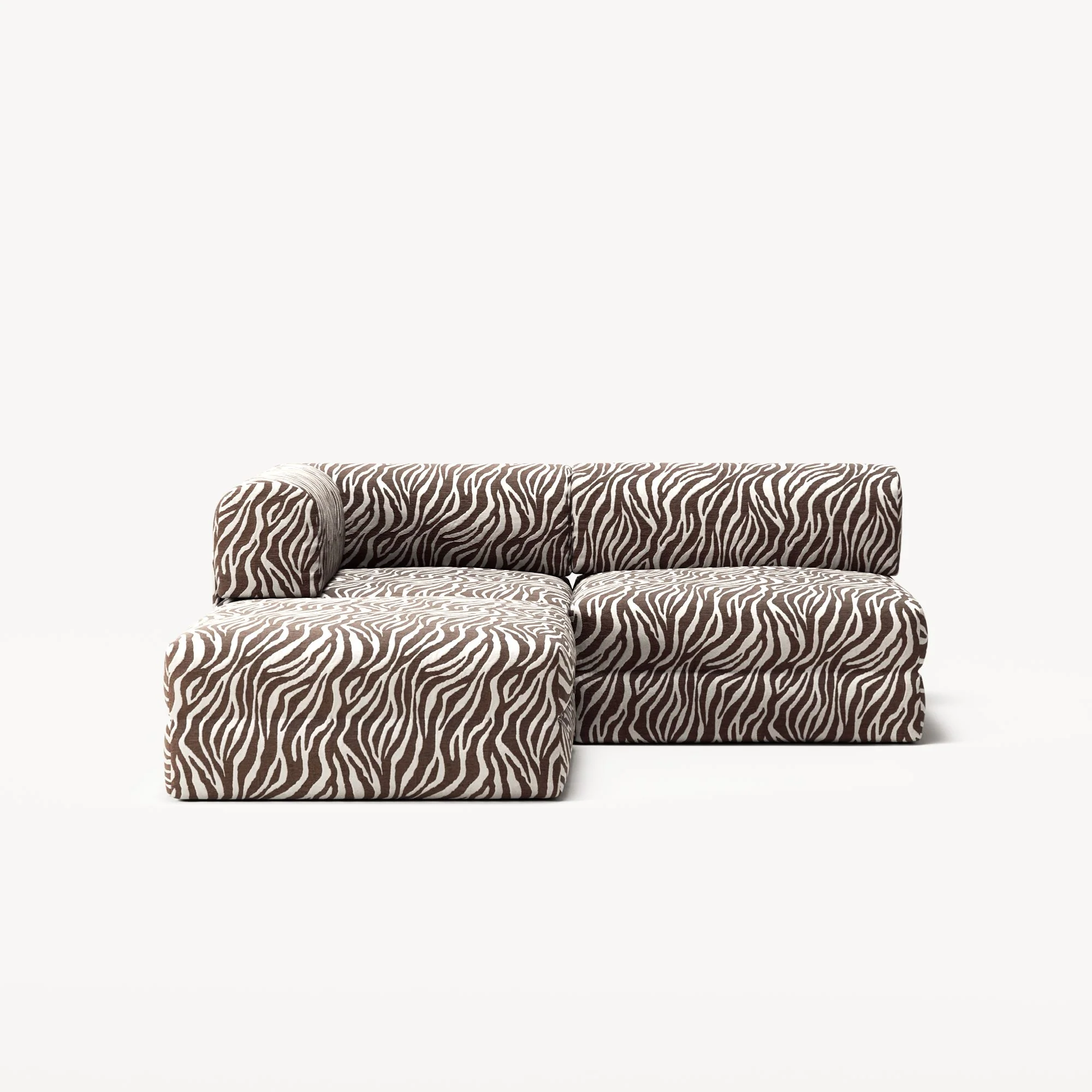 LUNA - 2 Seat with open end - Right - Chenille Jacquard Zebra Brown White - Image 5