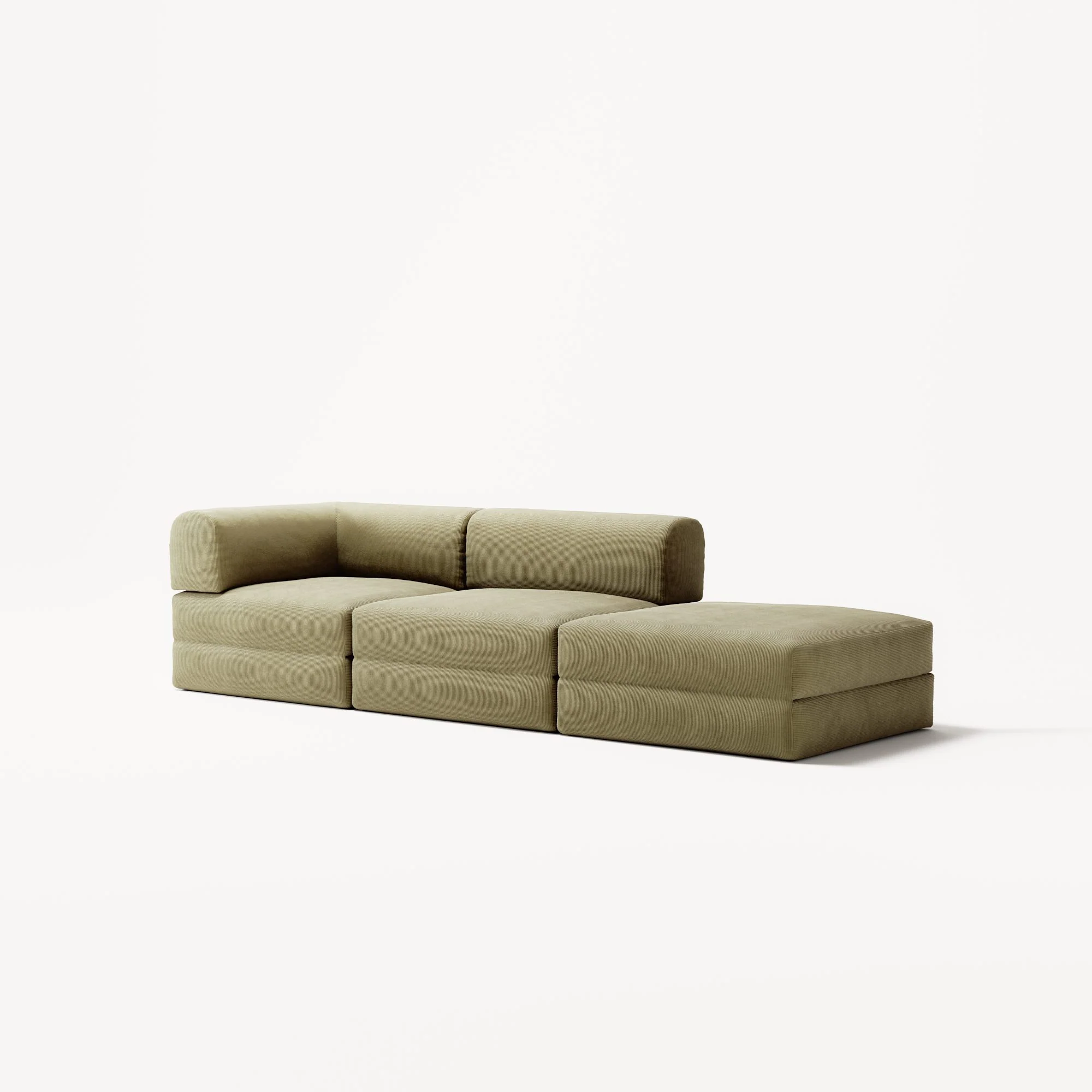 LUNA - 2 Seat with open end - Right - Corduroy Lime - Image 2