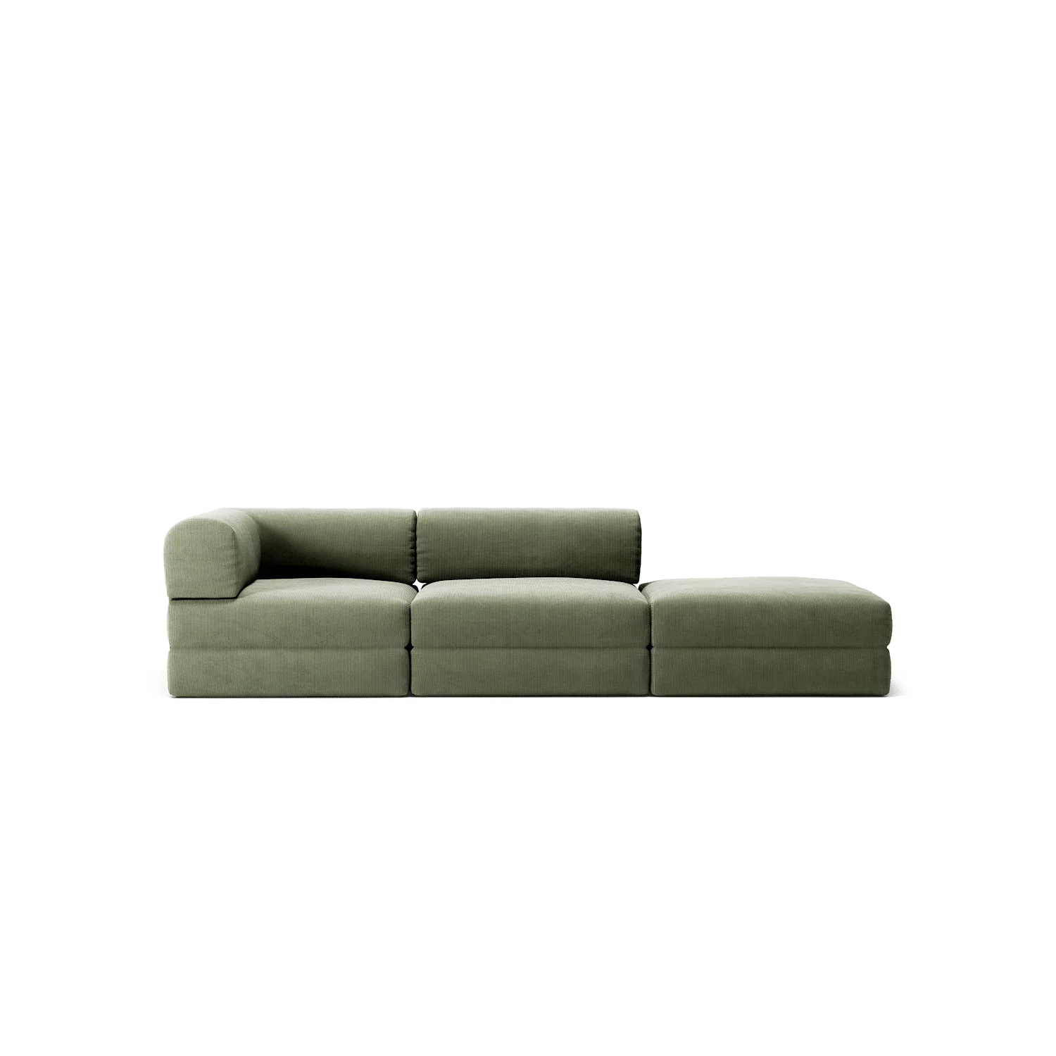 LUNA - 2 Seat with open end - Right - Corduroy Moss Green