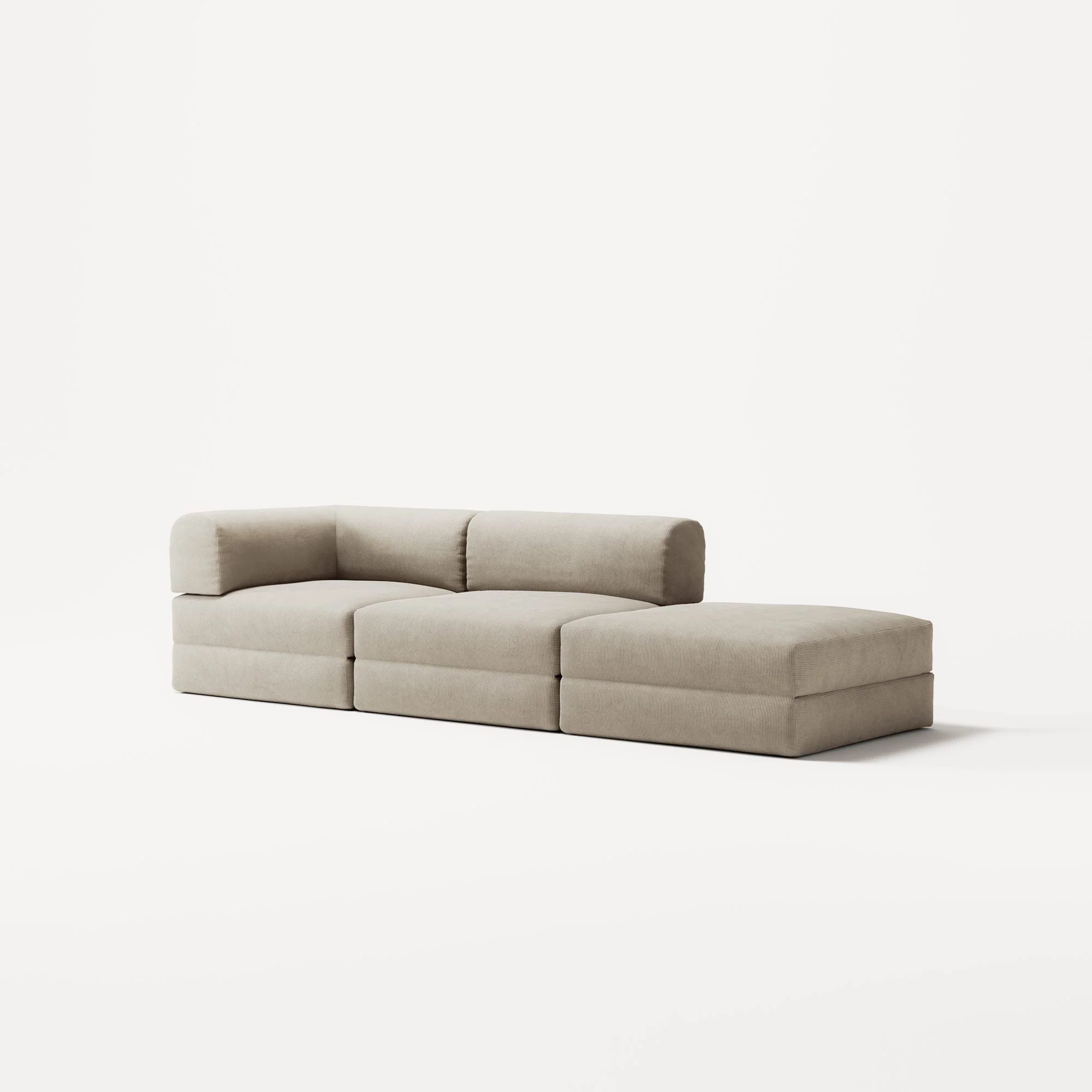 LUNA - 2 Seat with open end - Right - Corduroy Off-White - Image 2