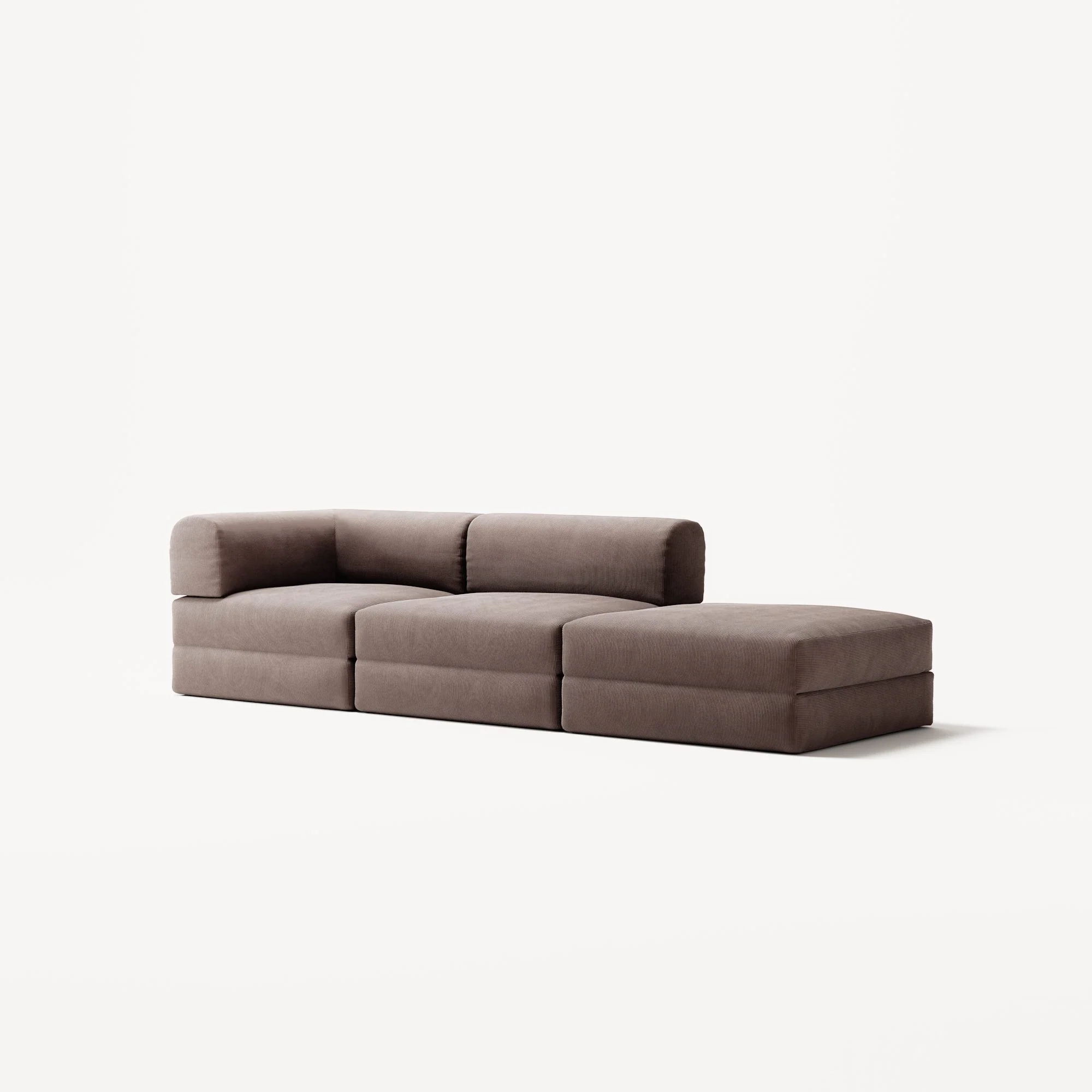 LUNA - 2 Seat with open end - Right - Corduroy Warm Brown - Image 2
