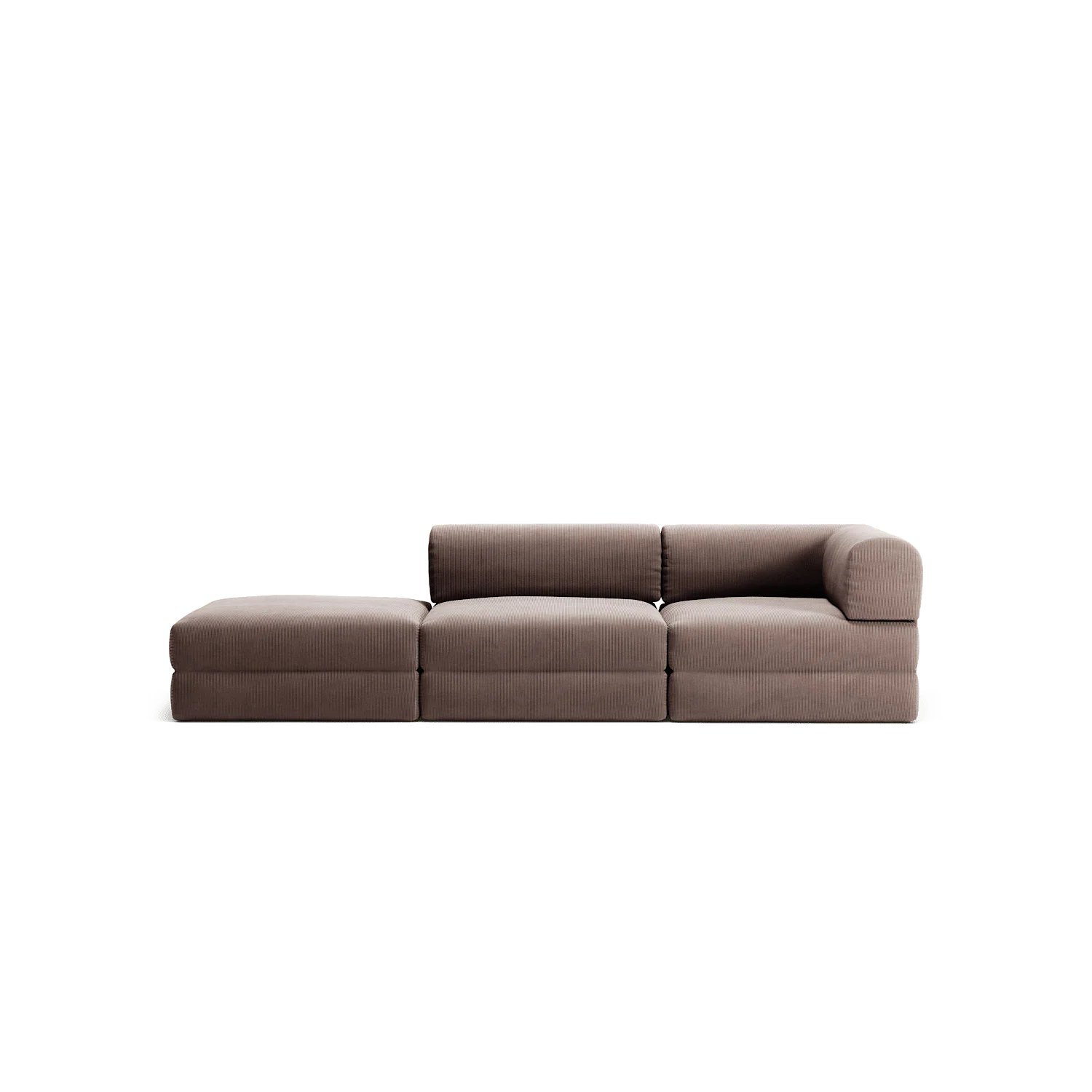 LUNA - 2 Seat with open end - Left - Corduroy Warm Brown