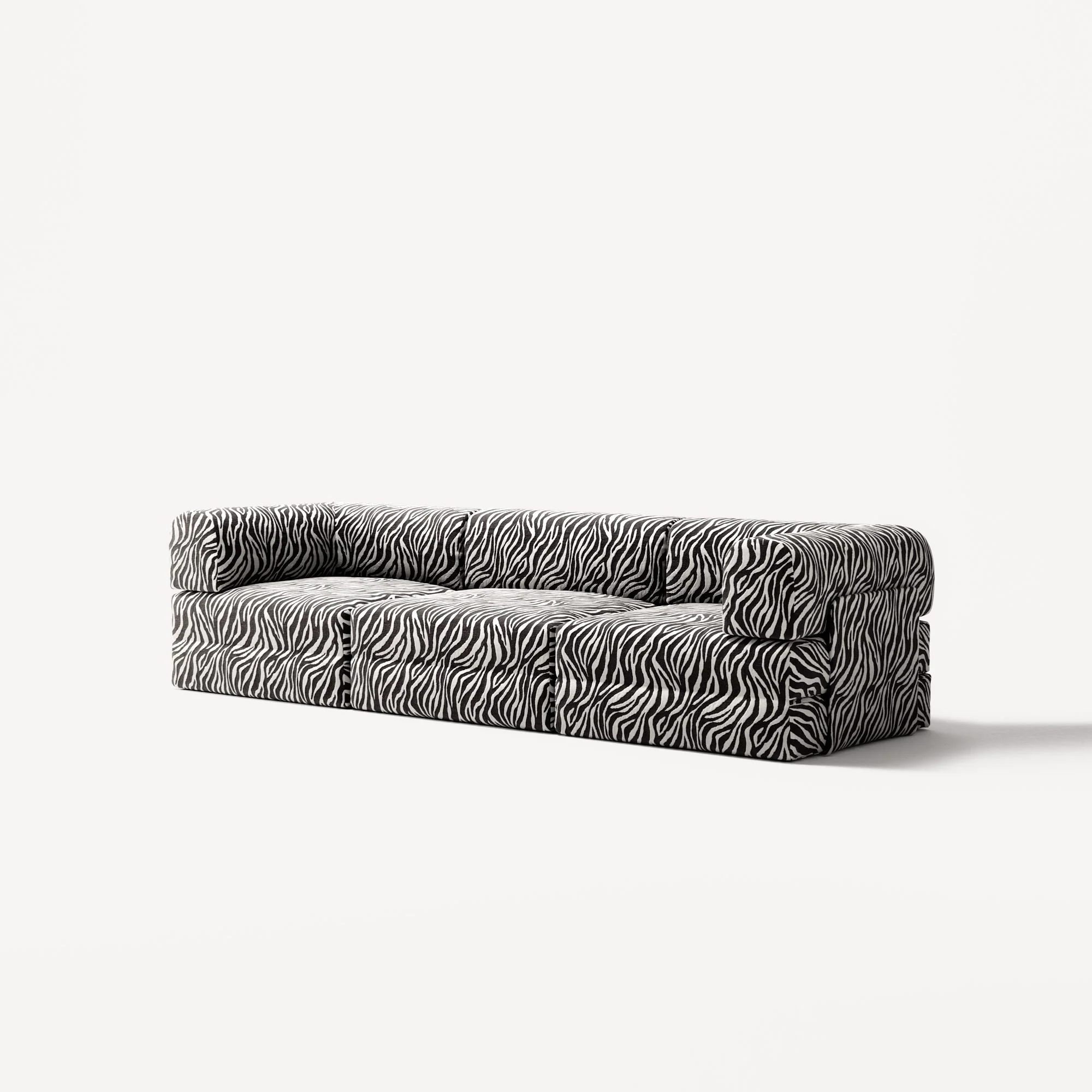LUNA - 3 Seat - Chenille Jacquard Zebra Black White - Image 3
