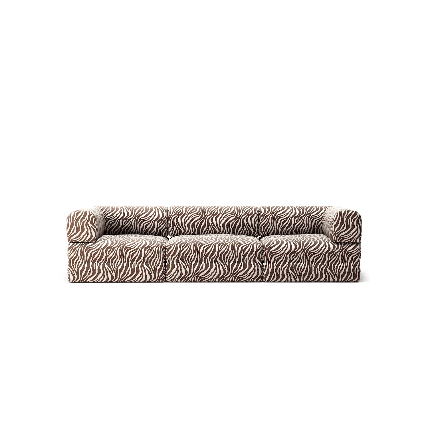 LUNA - 3 Seat - Chenille Jacquard Zebra Brown White