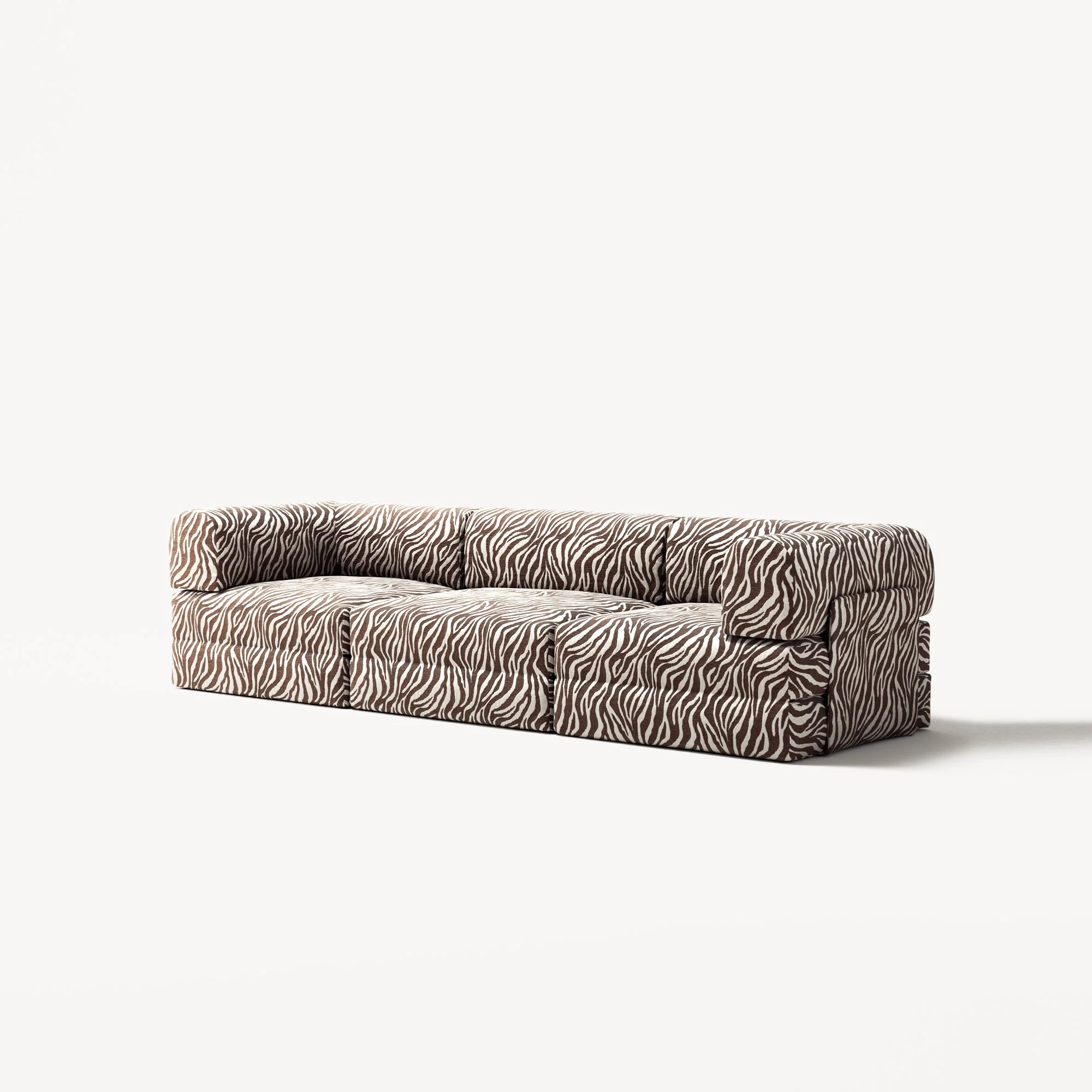 LUNA - 3 Seat - Chenille Jacquard Zebra Brown White - Image 2