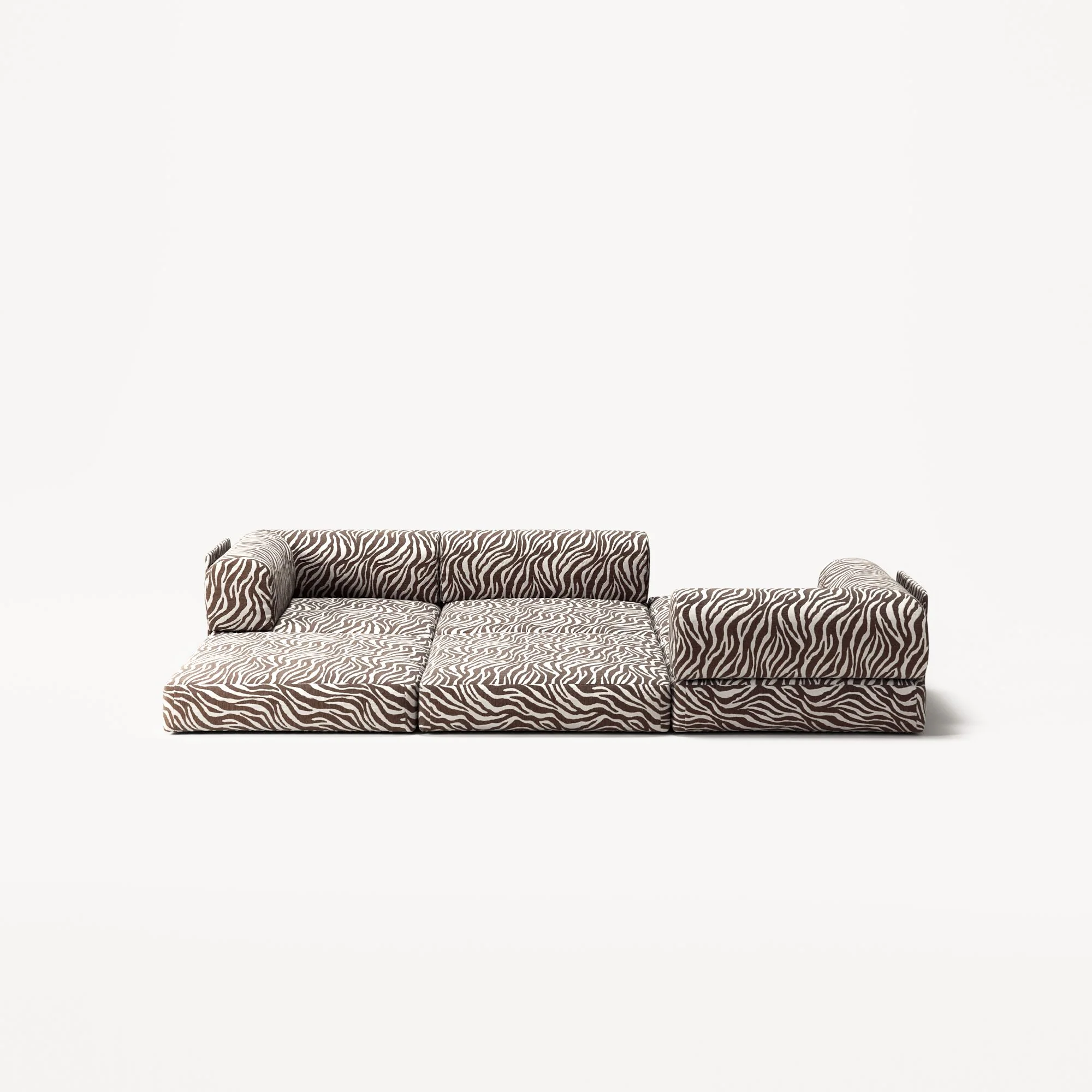 LUNA - 3 Seat - Chenille Jacquard Zebra Brown White - Image 4