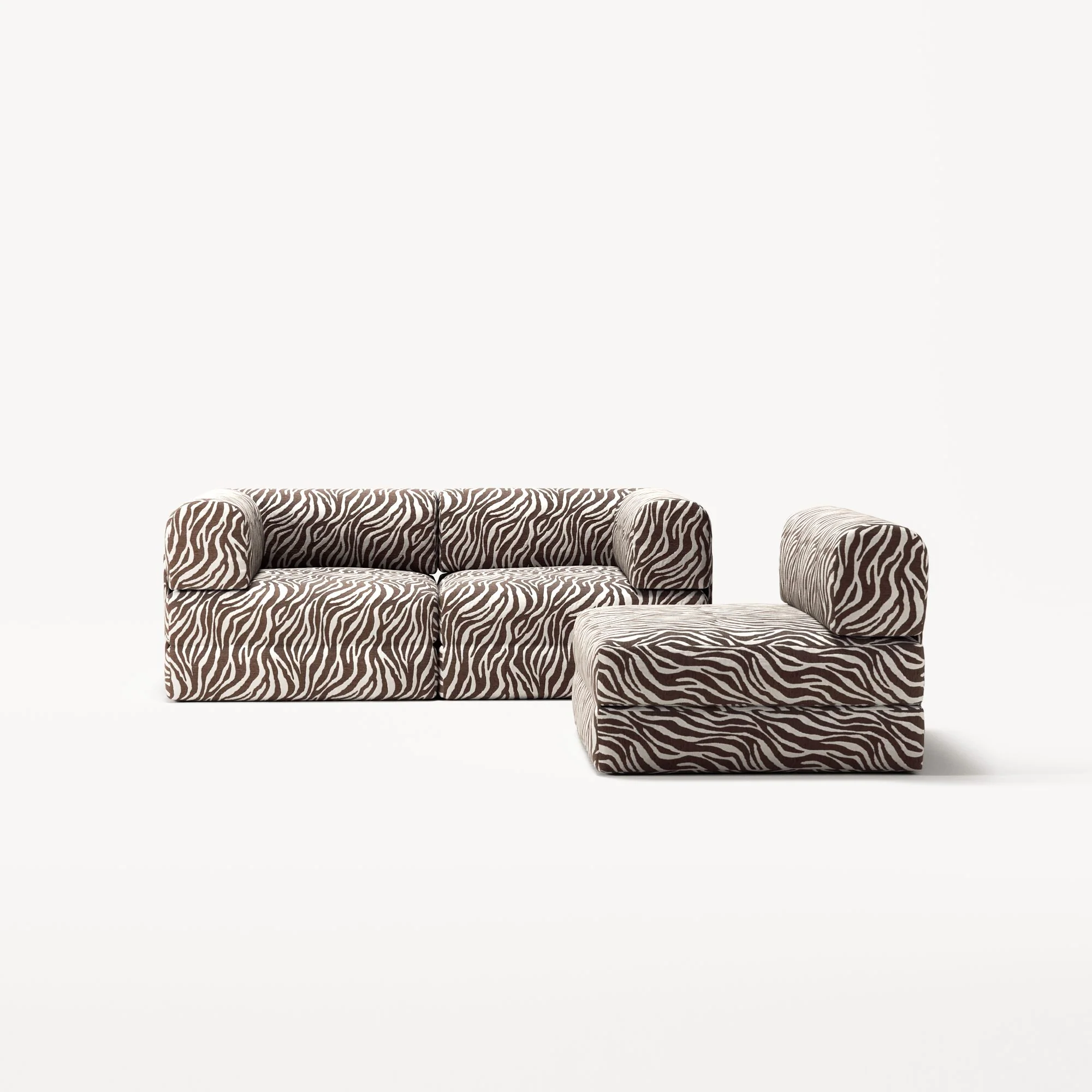 LUNA - 3 Seat - Chenille Jacquard Zebra Brown White - Image 5
