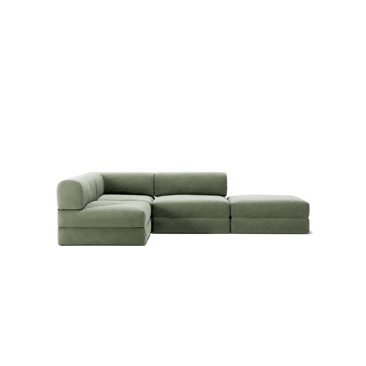 LUNA - 3 Seat with open end - Right - Corduroy Moss Green