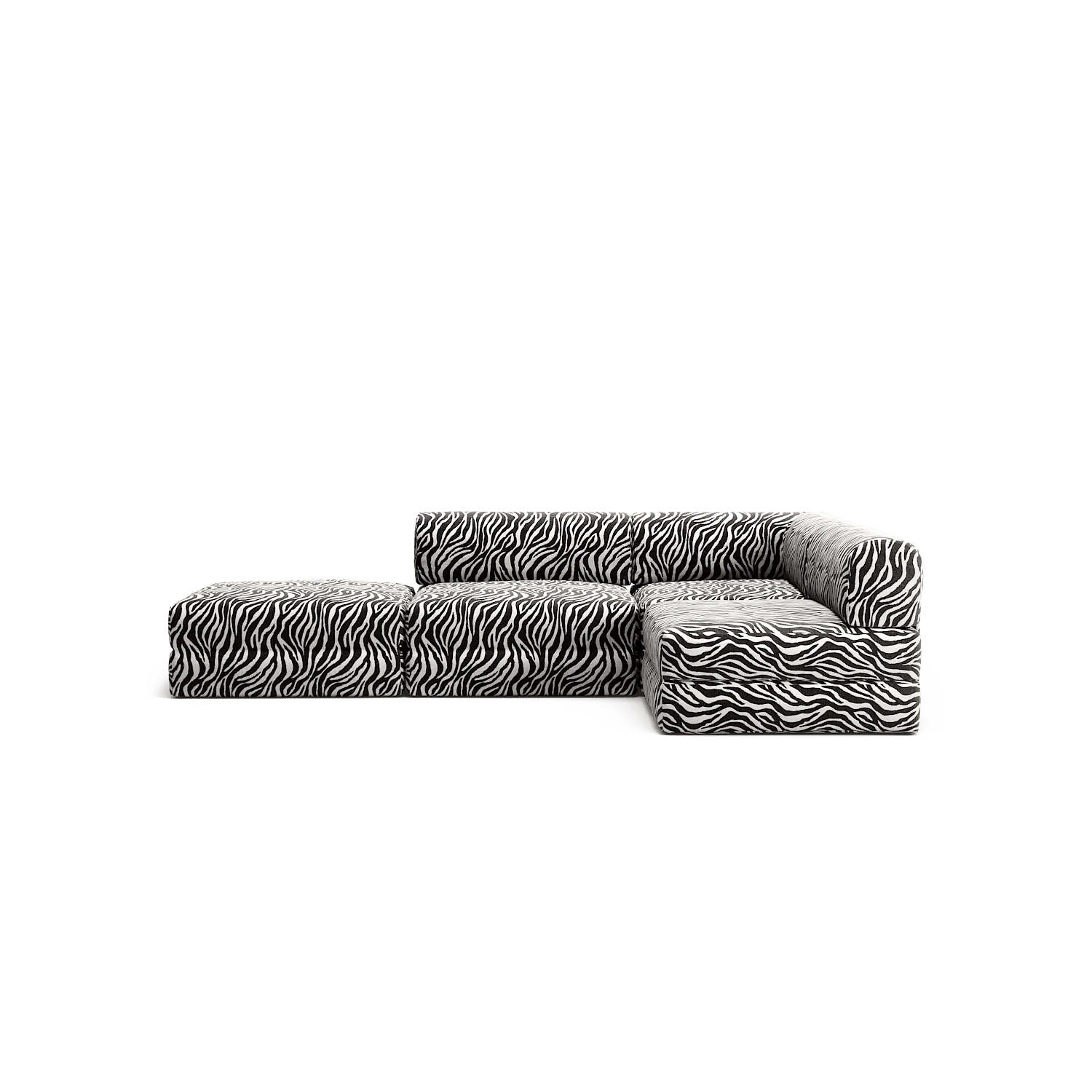 LUNA - 3 Seat with open end - Left - Chenille Jacquard Zebra Black White