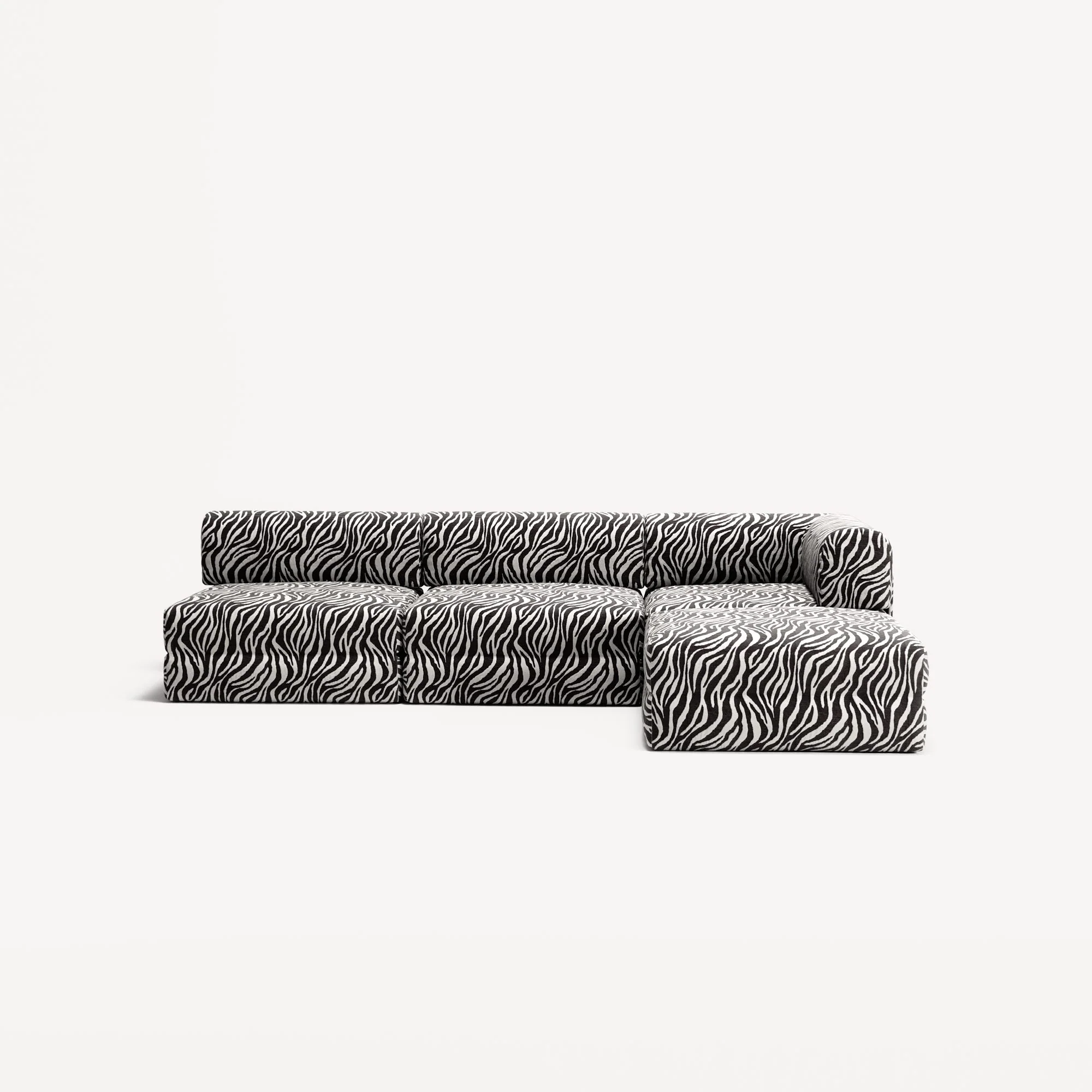 LUNA - 3 Seat with open end - Left - Chenille Jacquard Zebra Black White - Image 5