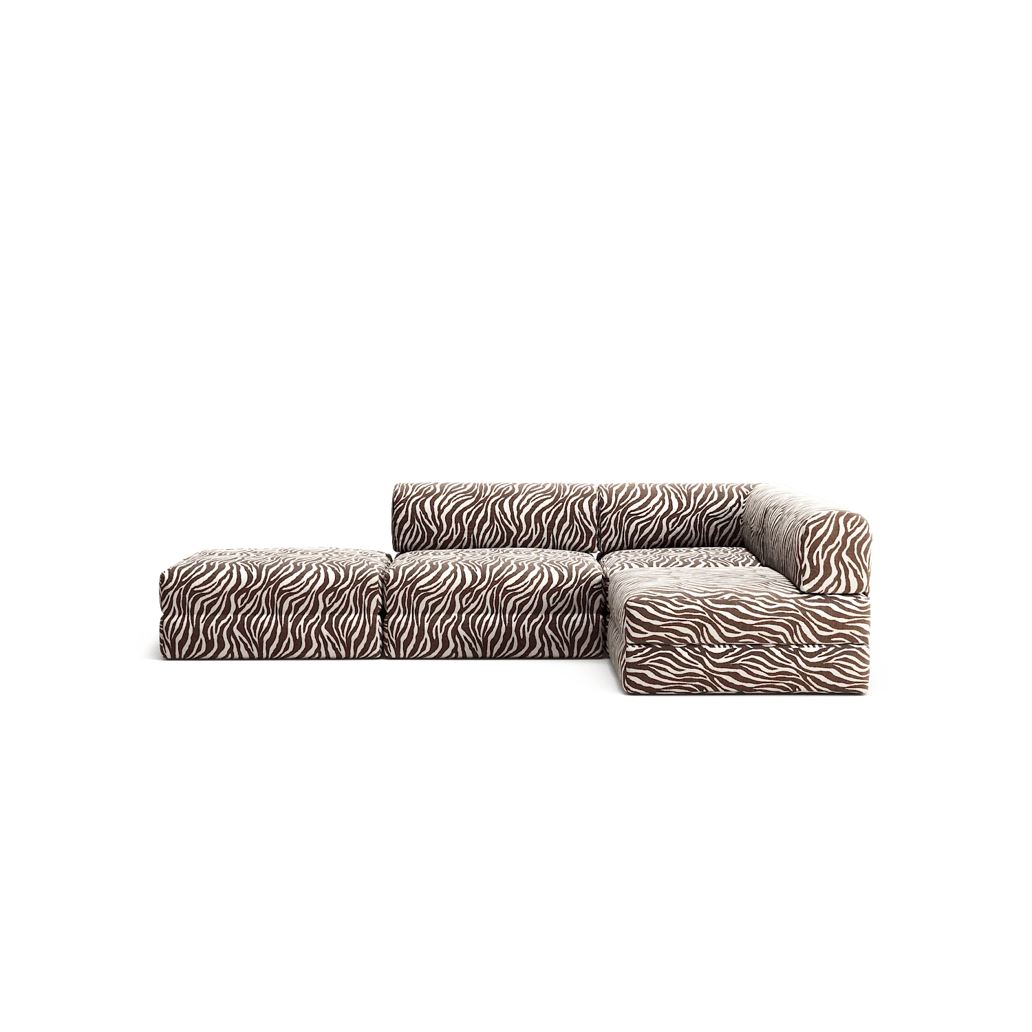 LUNA - 3 Seat with open end - Left - Chenille Jacquard Zebra Brown White