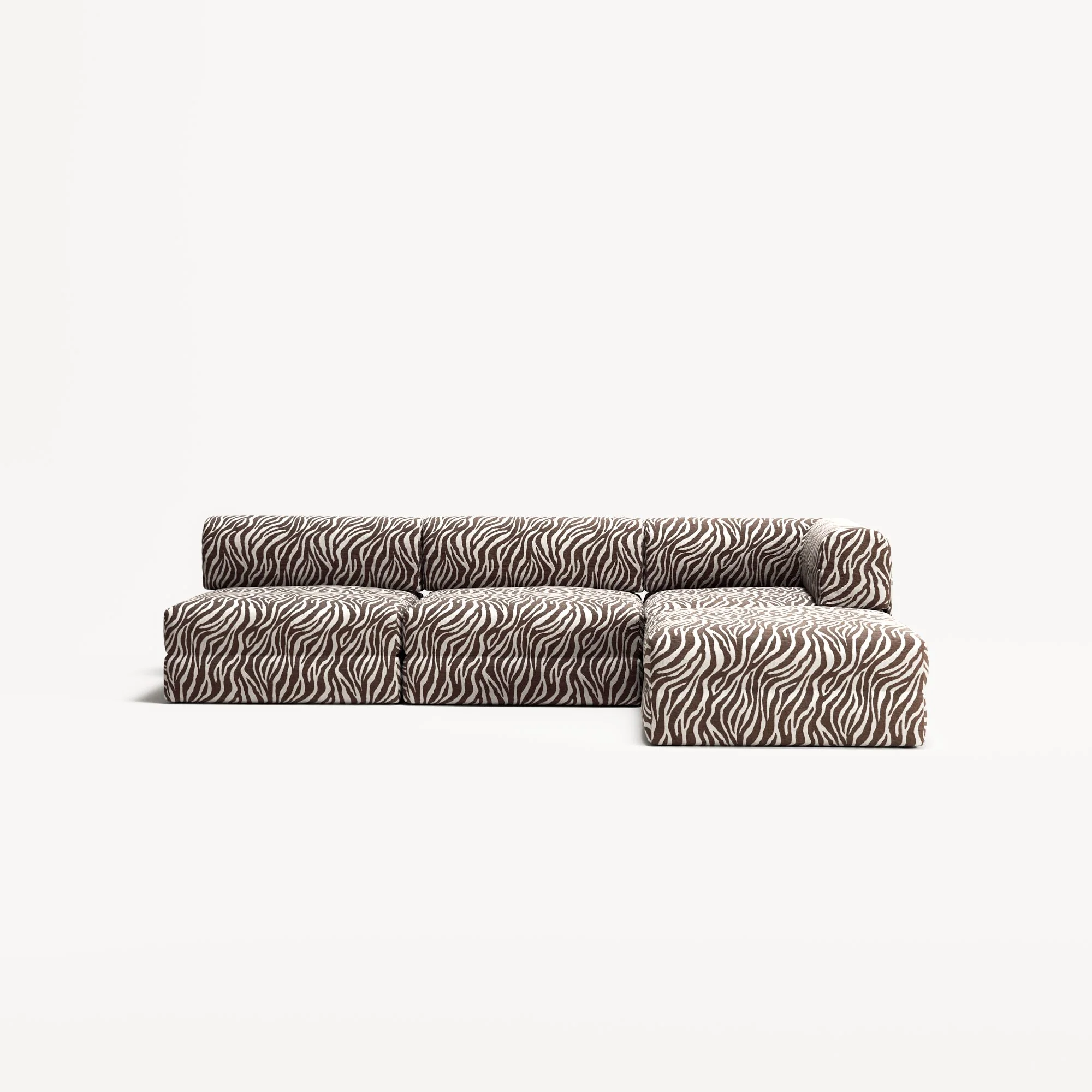 LUNA - 3 Seat with open end - Left - Chenille Jacquard Zebra Brown White - Image 5