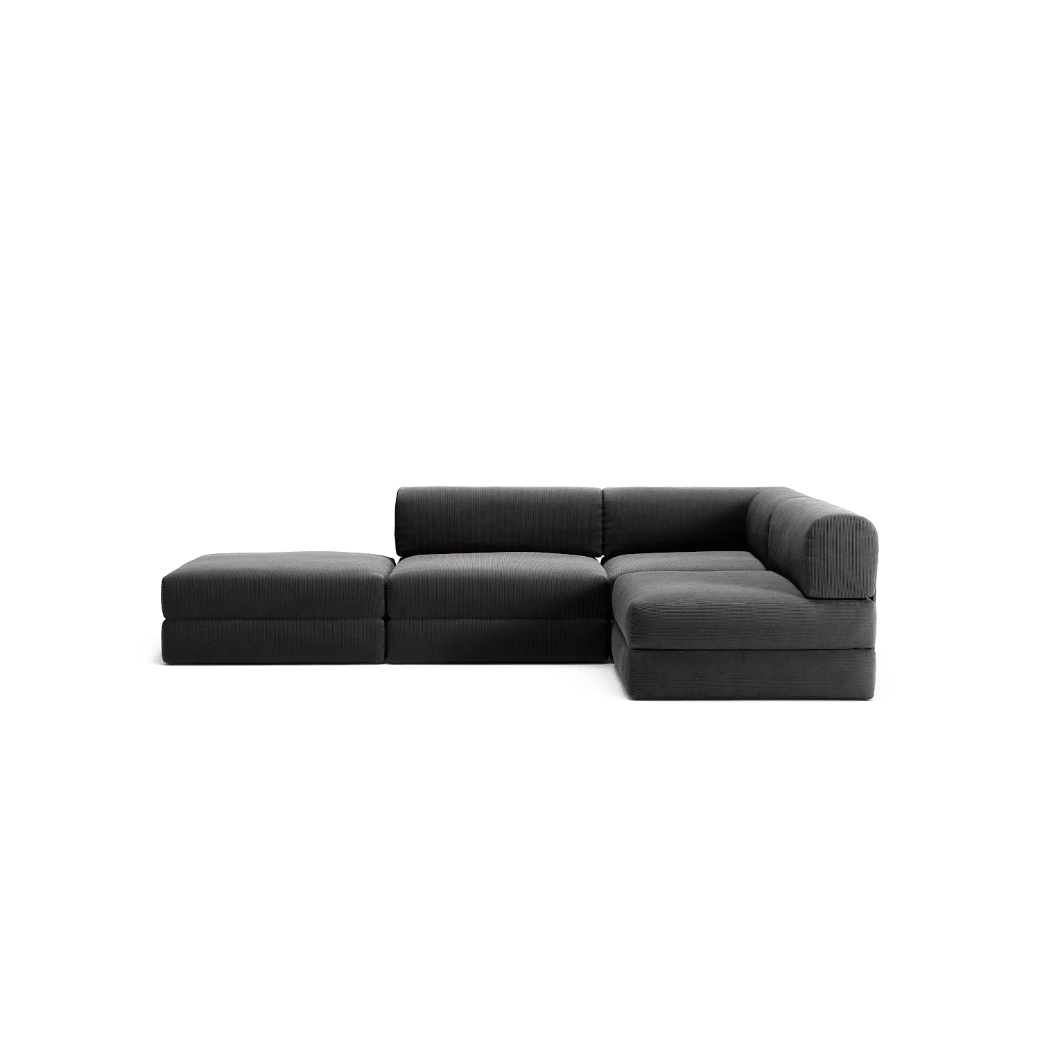 LUNA - 3 Seat with open end - Left - Corduroy Charcoal