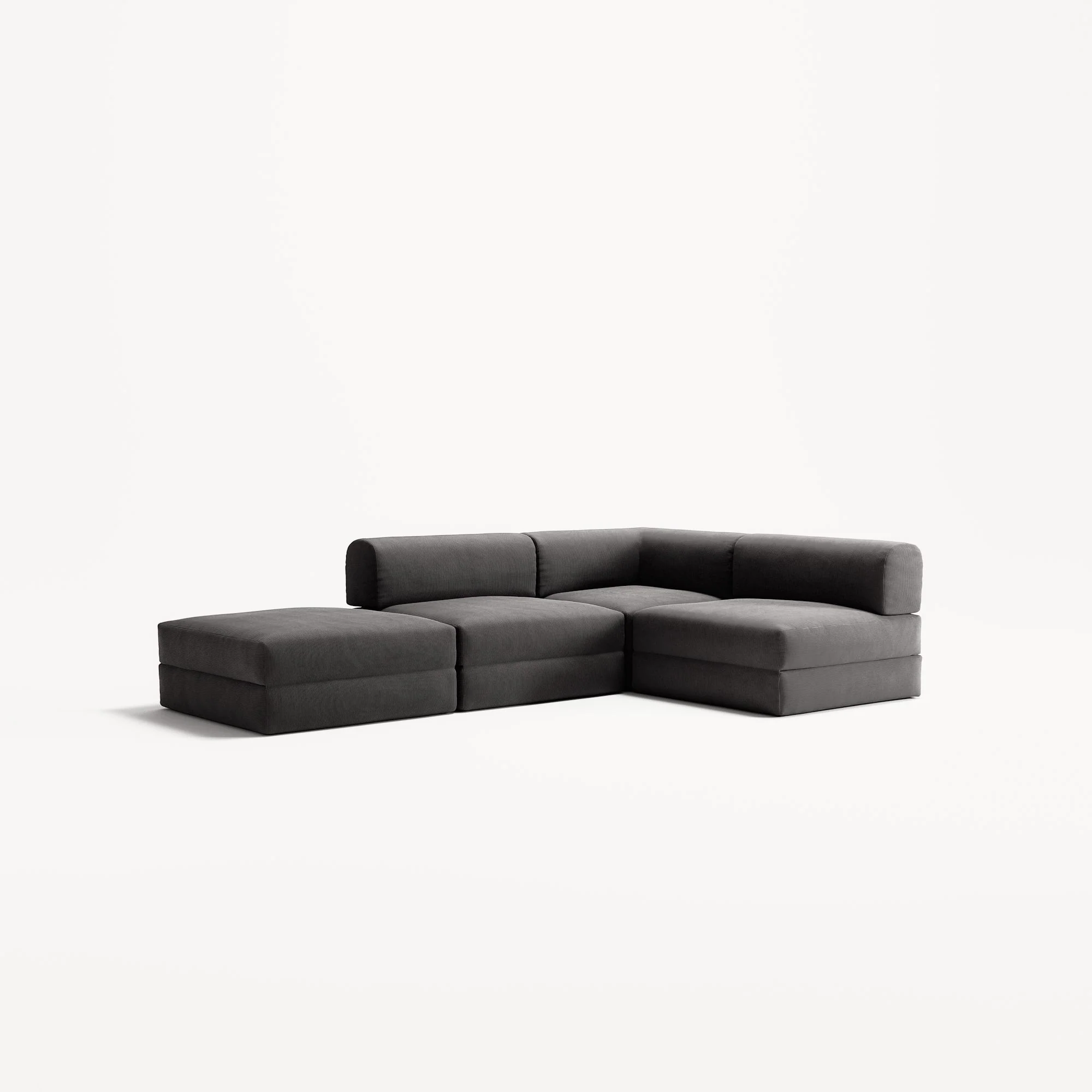 LUNA - 3 Seat with open end - Left - Corduroy Charcoal - Image 2