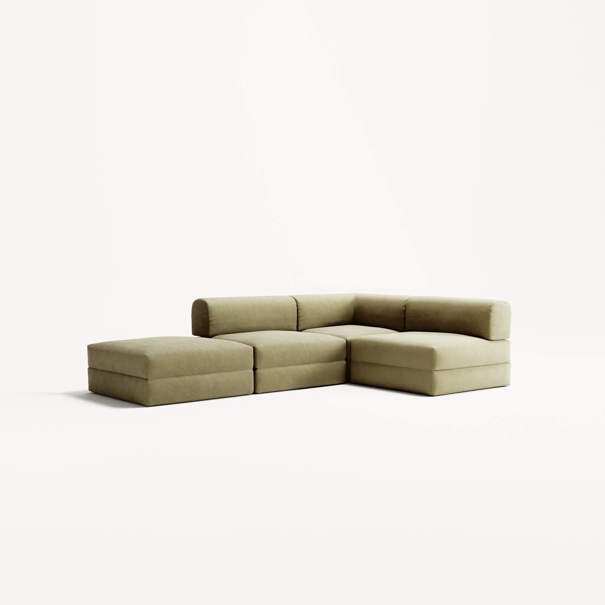 LUNA - 3 Seat with open end - Left - Corduroy Lime - Image 2