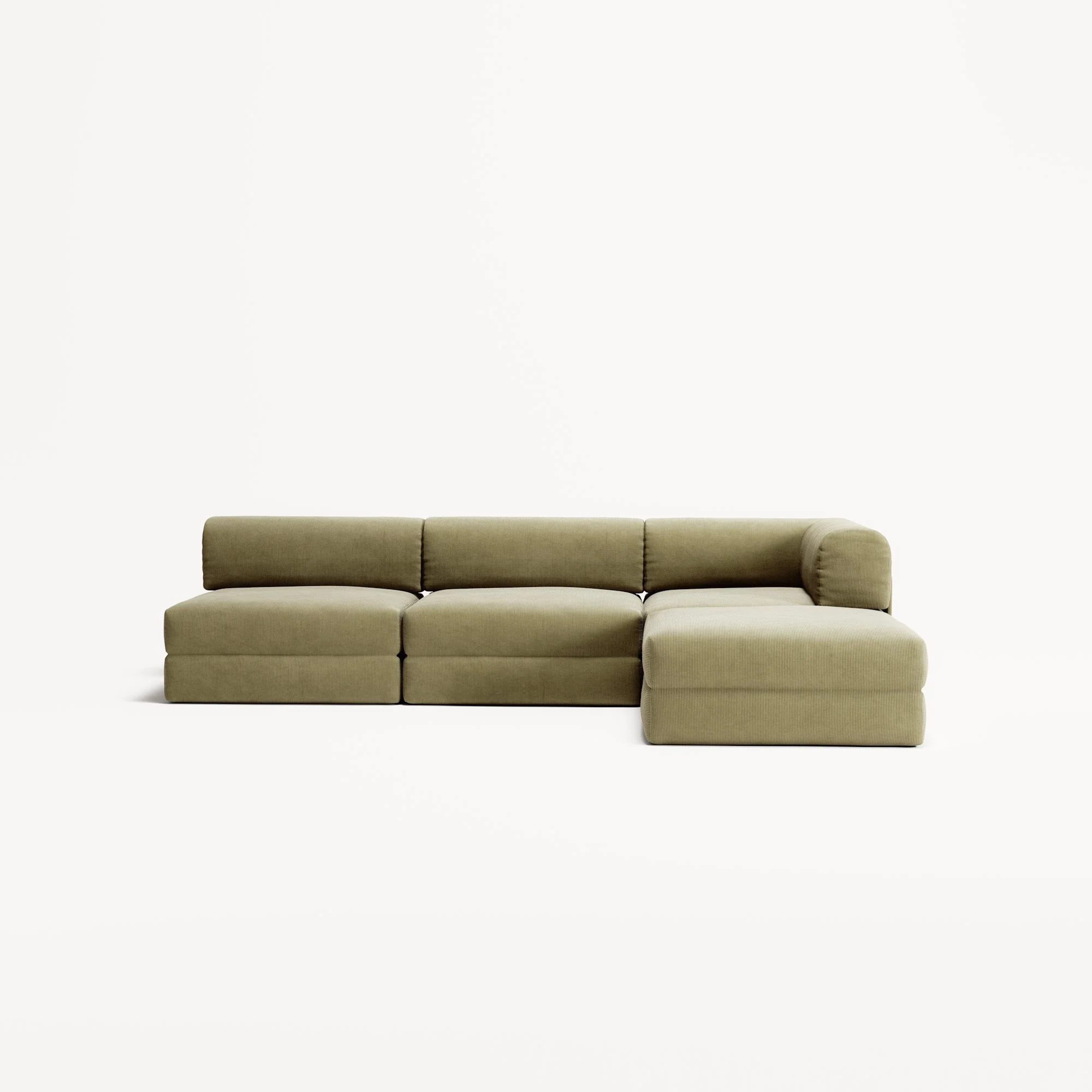LUNA - 3 Seat with open end - Left - Corduroy Lime - Image 5