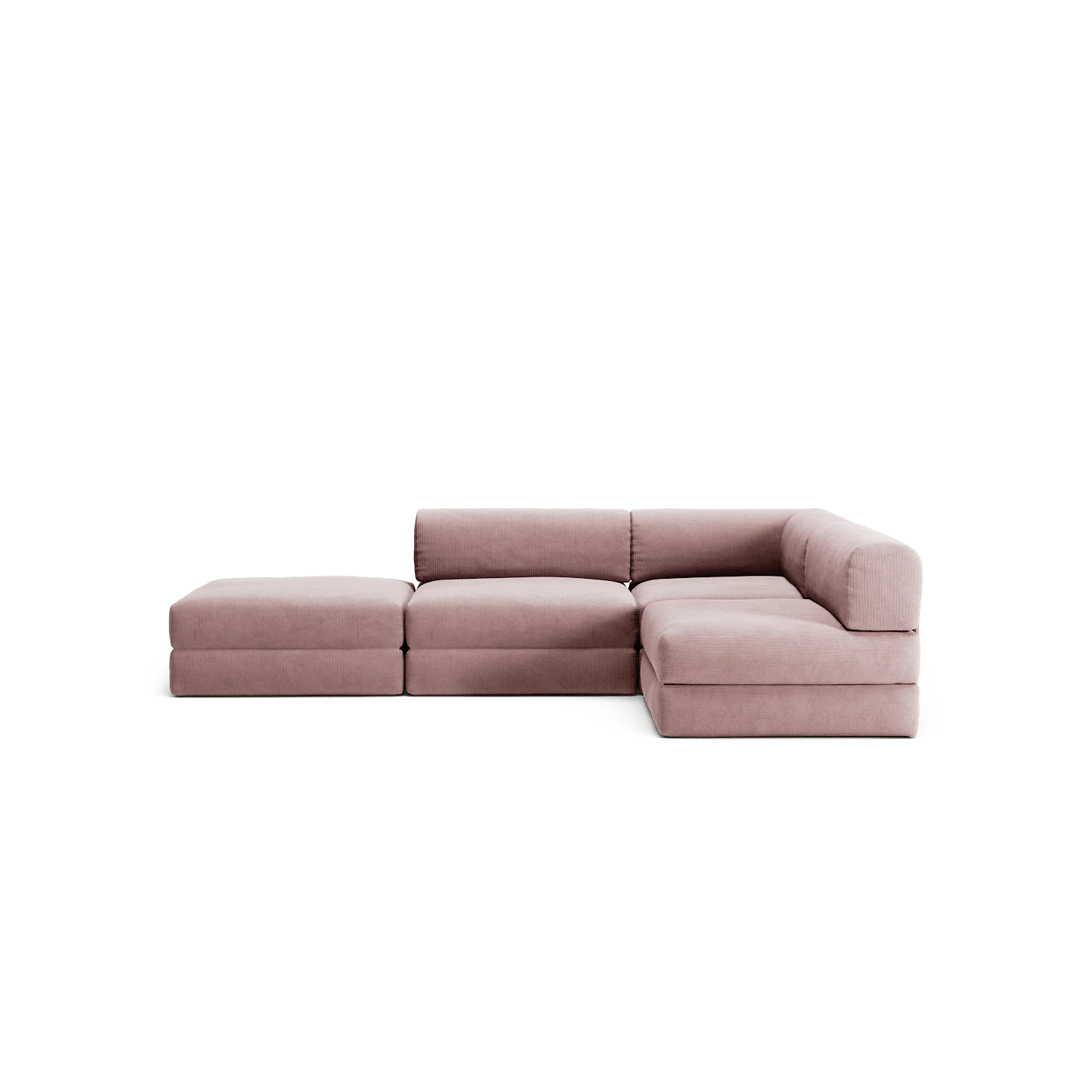 LUNA - 3 Seat with open end - Left - Corduroy Soft Pink
