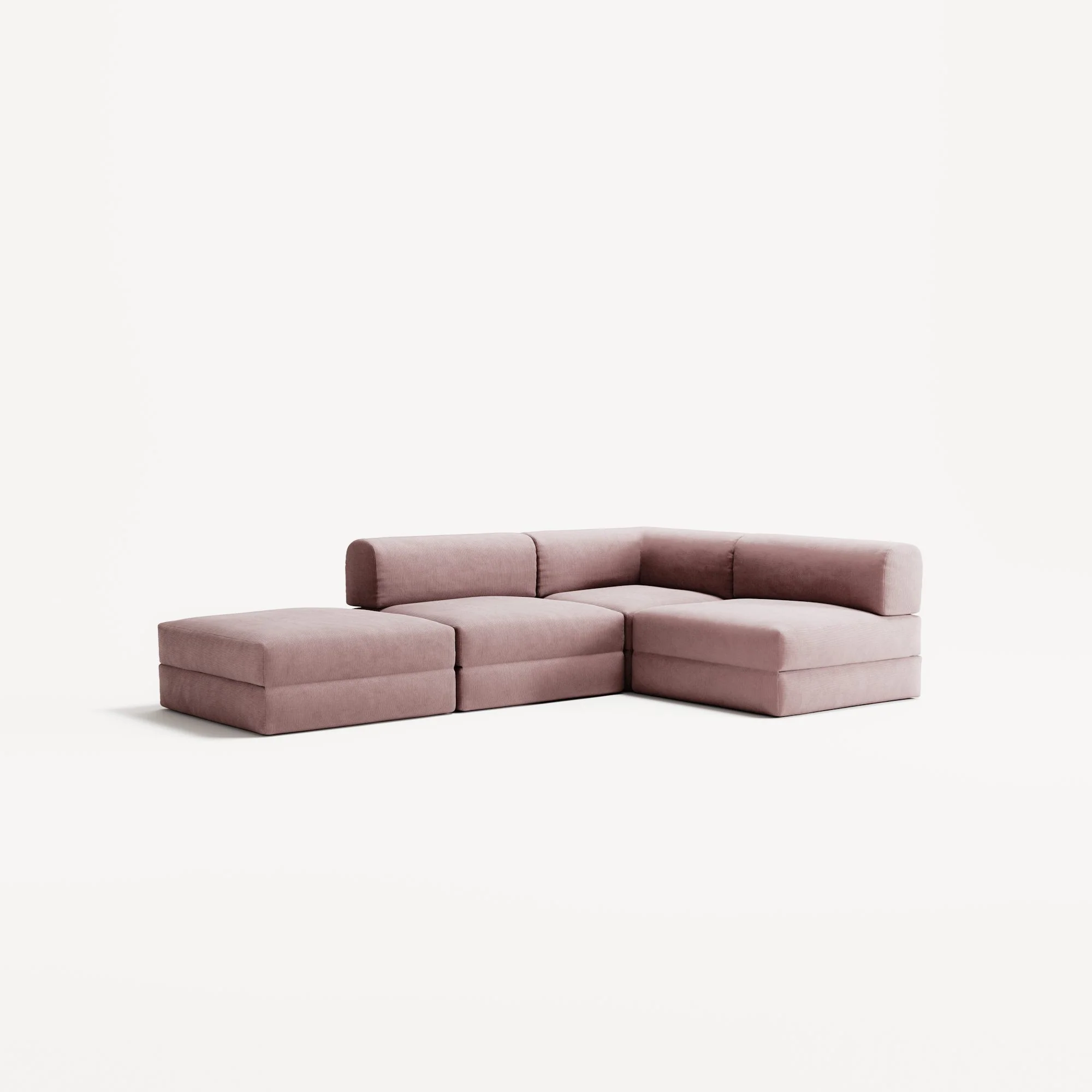 LUNA - 3 Seat with open end - Left - Corduroy Soft Pink - Image 2