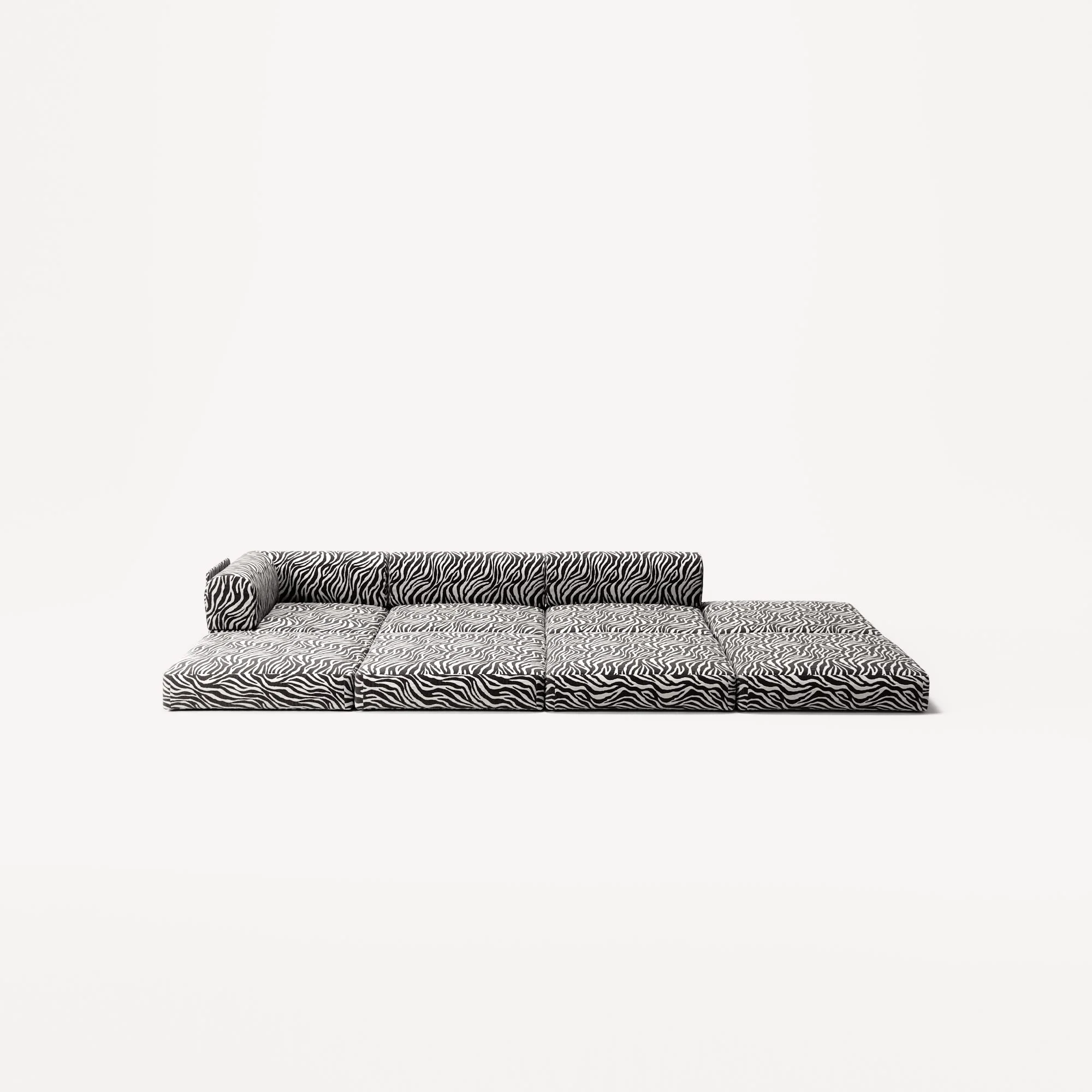 LUNA - 3 Seat with open end - Right - Chenille Jacquard Zebra Black White - Image 4
