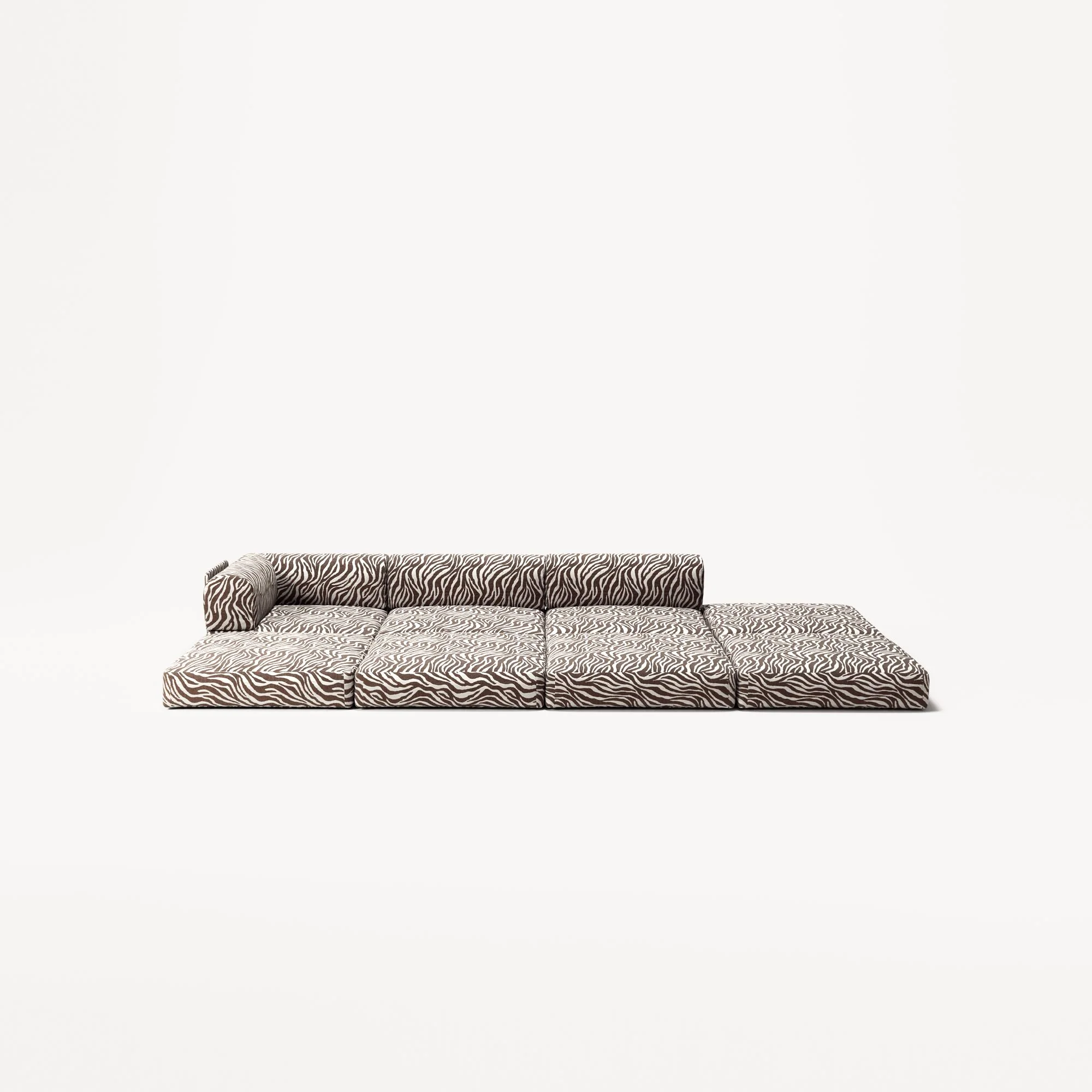 LUNA - 3 Seat with open end - Right - Chenille Jacquard Zebra Brown White - Image 4