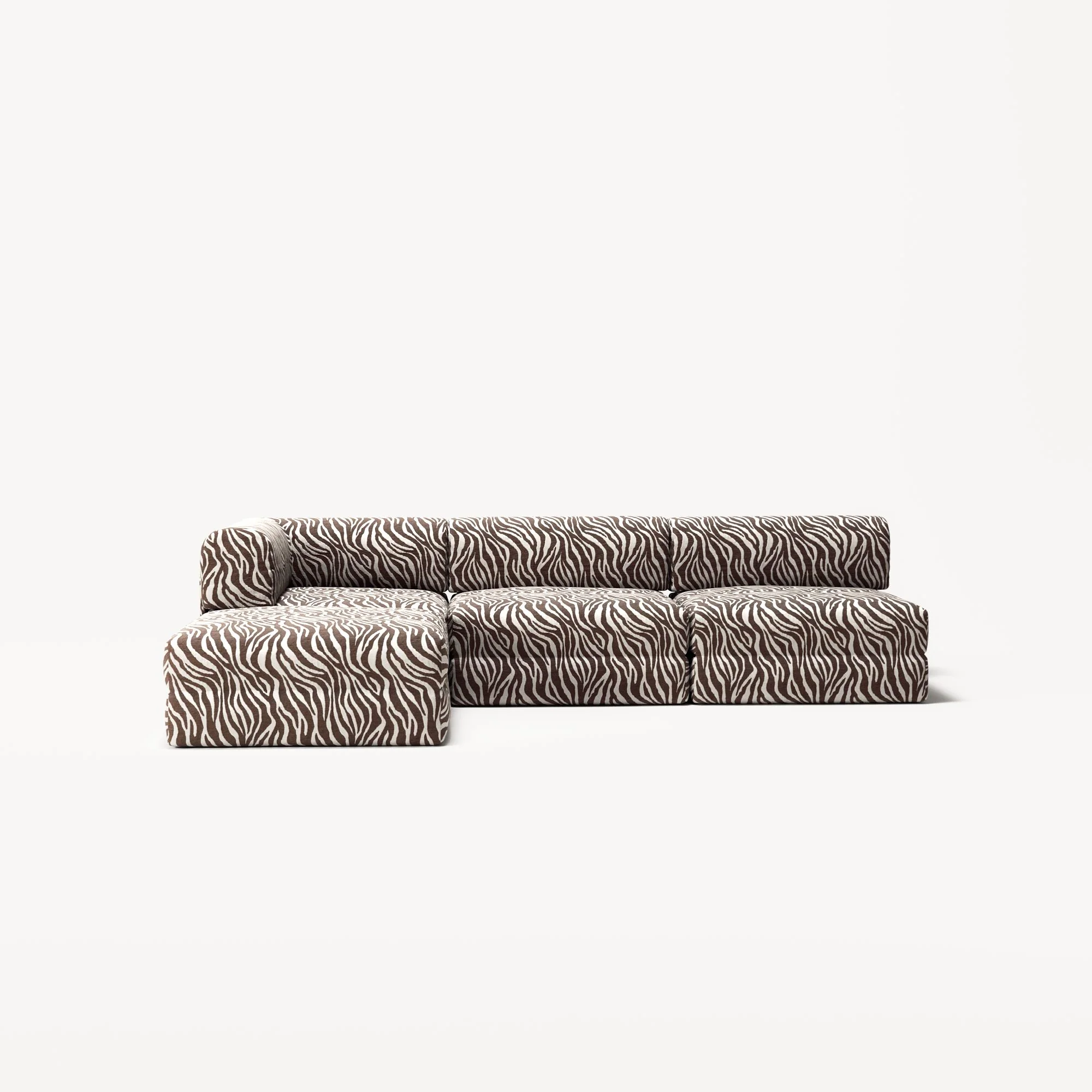 LUNA - 3 Seat with open end - Right - Chenille Jacquard Zebra Brown White - Image 5