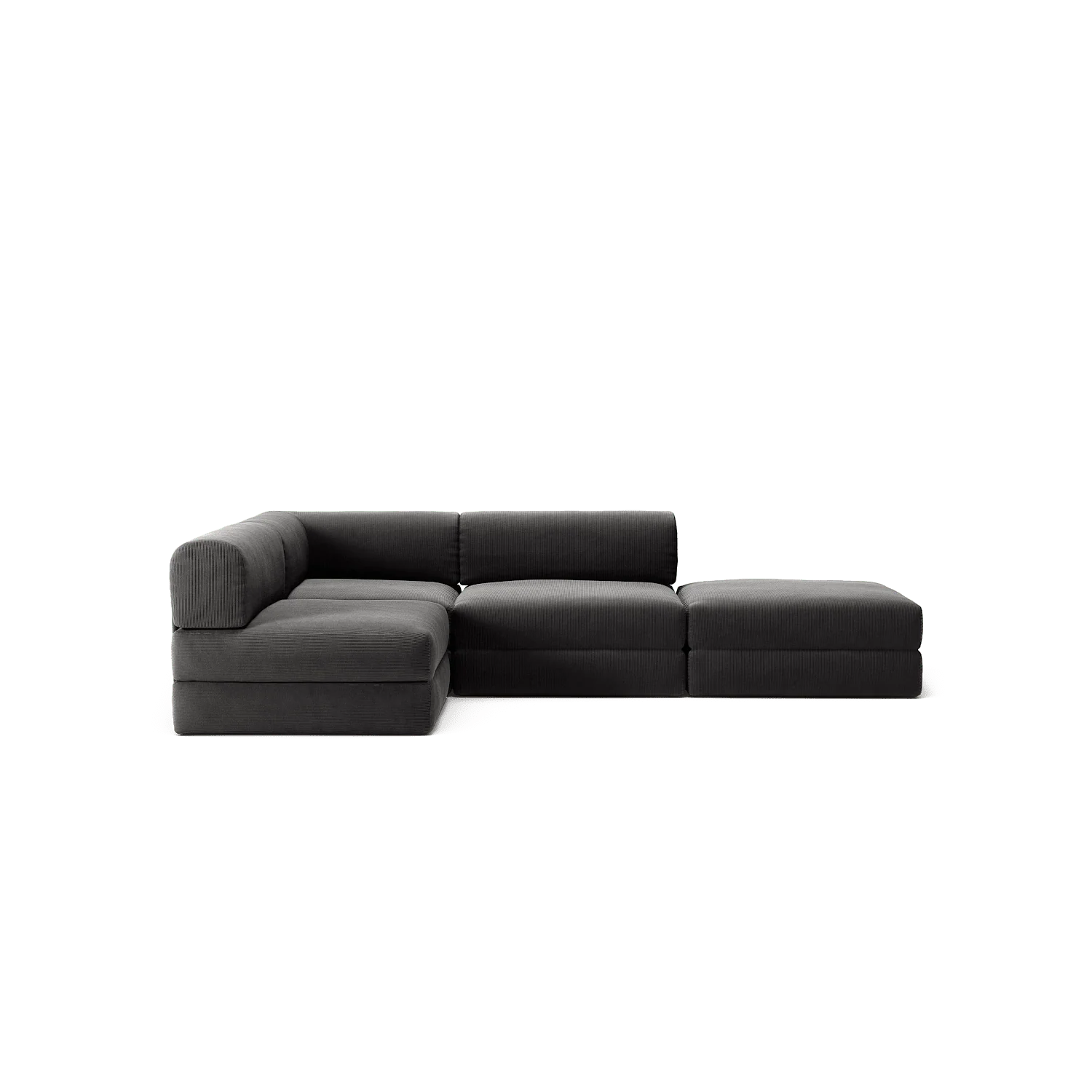 LUNA - 3 Seat with open end - Right - Corduroy Charcoal