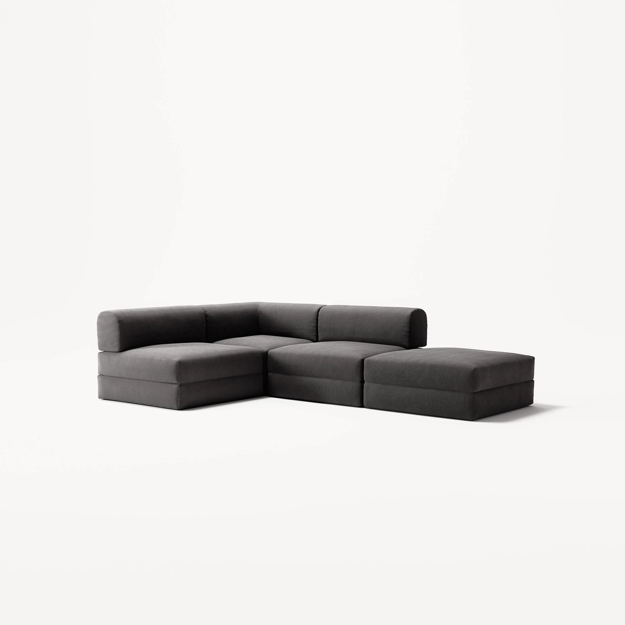 LUNA - 3 Seat with open end - Right - Corduroy Charcoal - Image 2