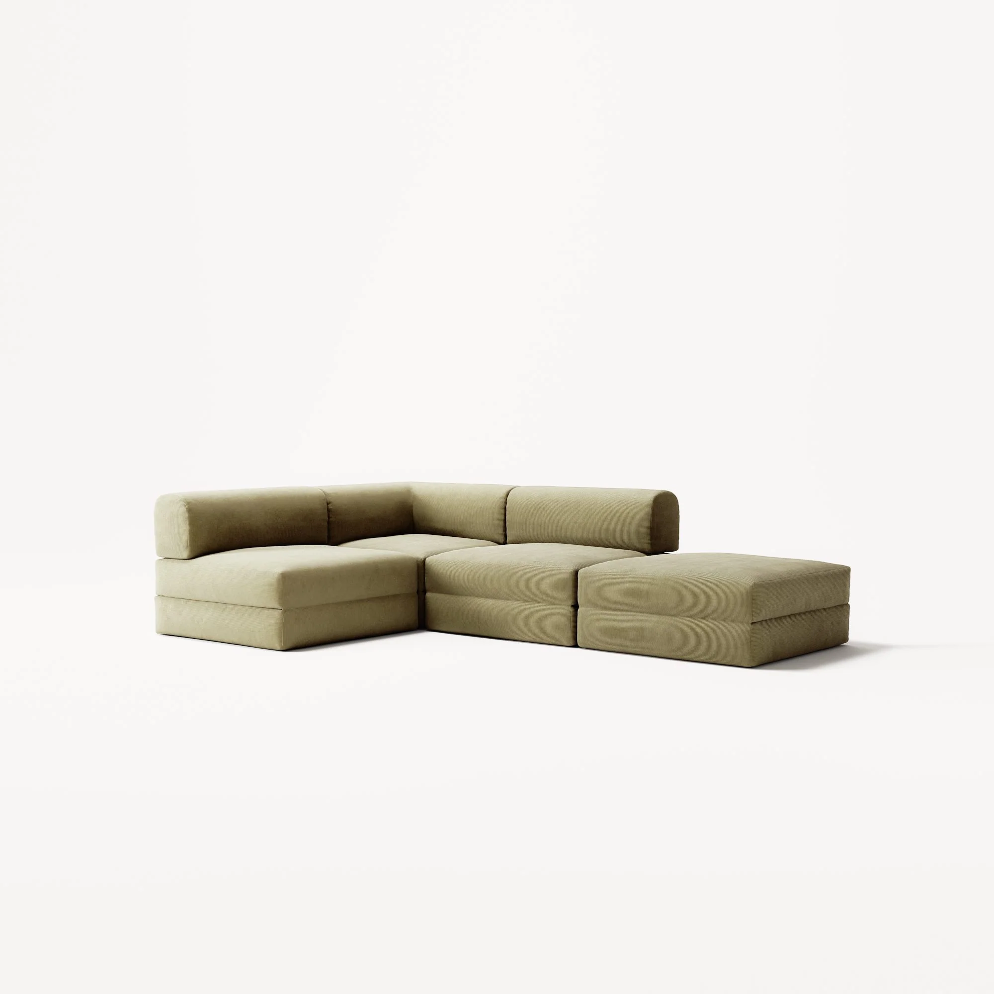 LUNA - 3 Seat with open end - Right - Corduroy Lime - Image 2