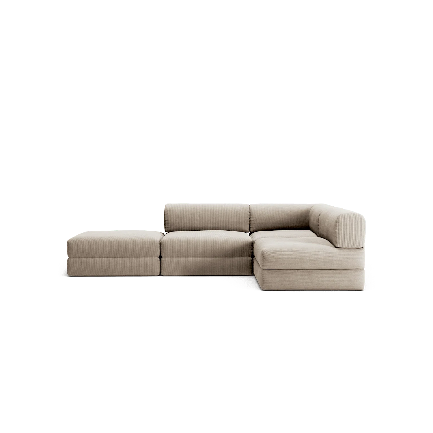 LUNA - 3 Seat with open end - Left - Corduroy Pale Beige