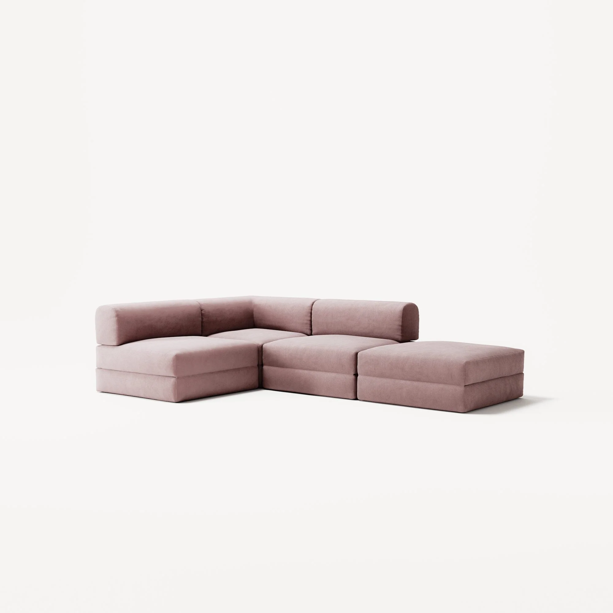 LUNA - 3 Seat with open end - Right - Corduroy Soft Pink - Image 2