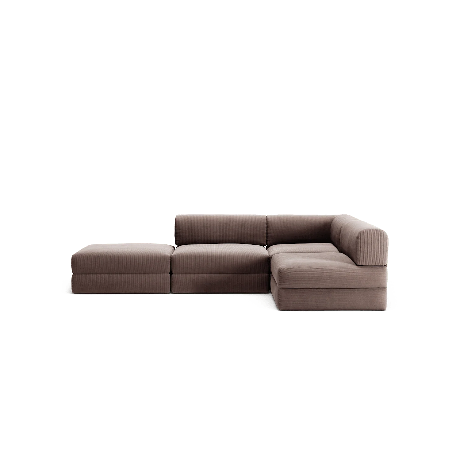 LUNA - 3 Seat with open end - Left - Corduroy Warm Brown