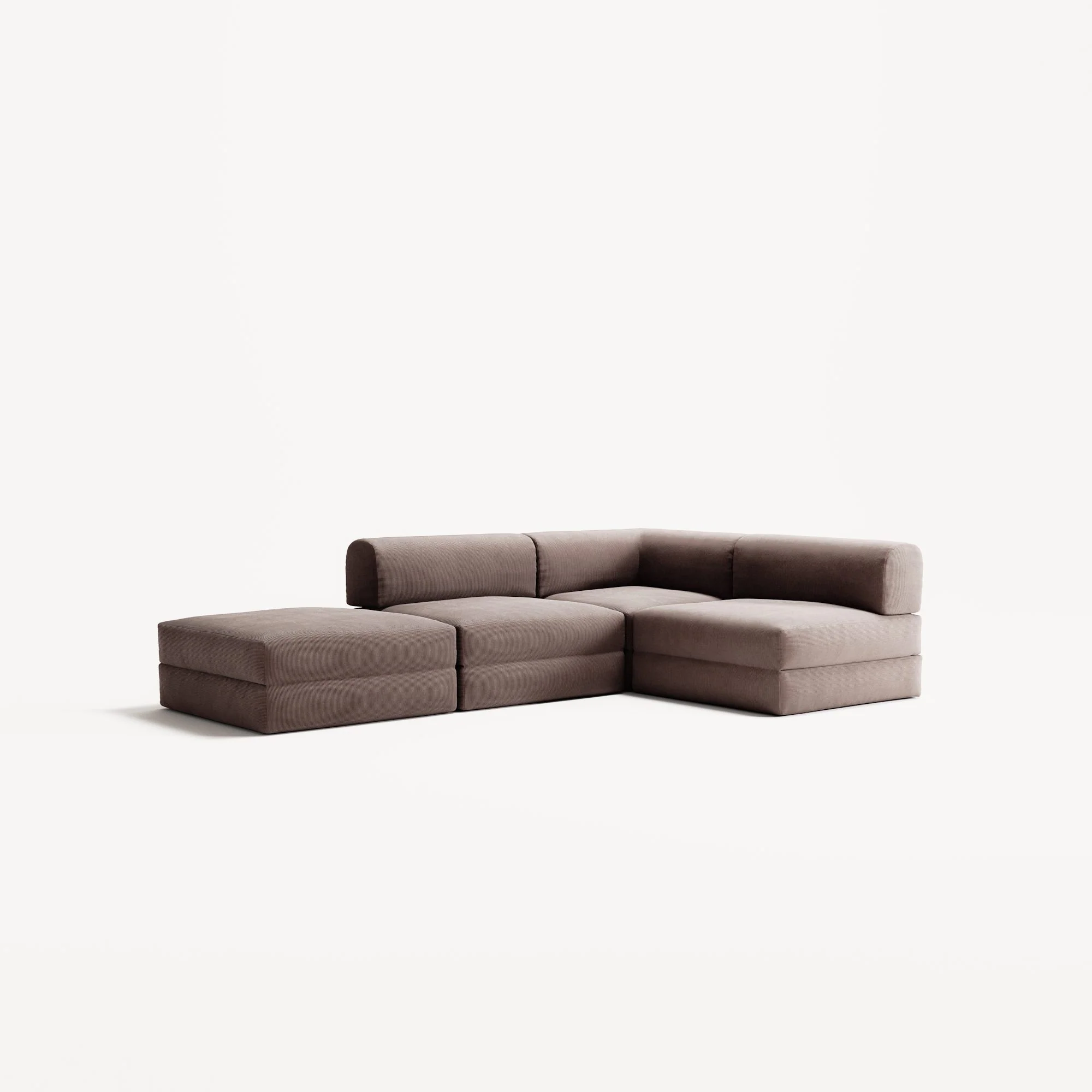 LUNA - 3 Seat with open end - Left - Corduroy Warm Brown - Image 2