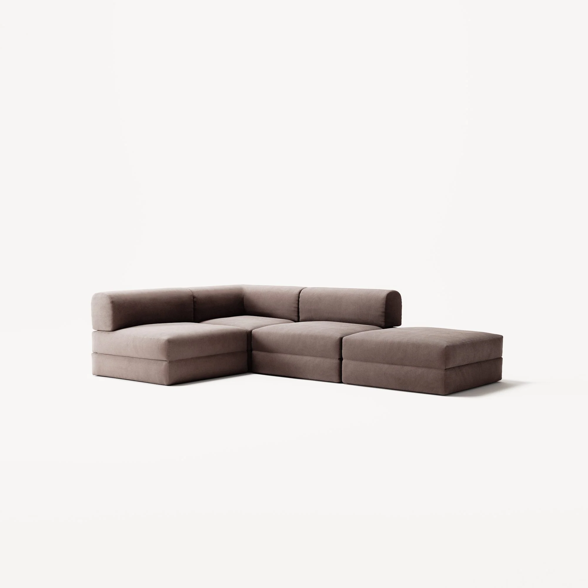 LUNA - 3 Seat with open end - Right - Corduroy Warm Brown - Image 2