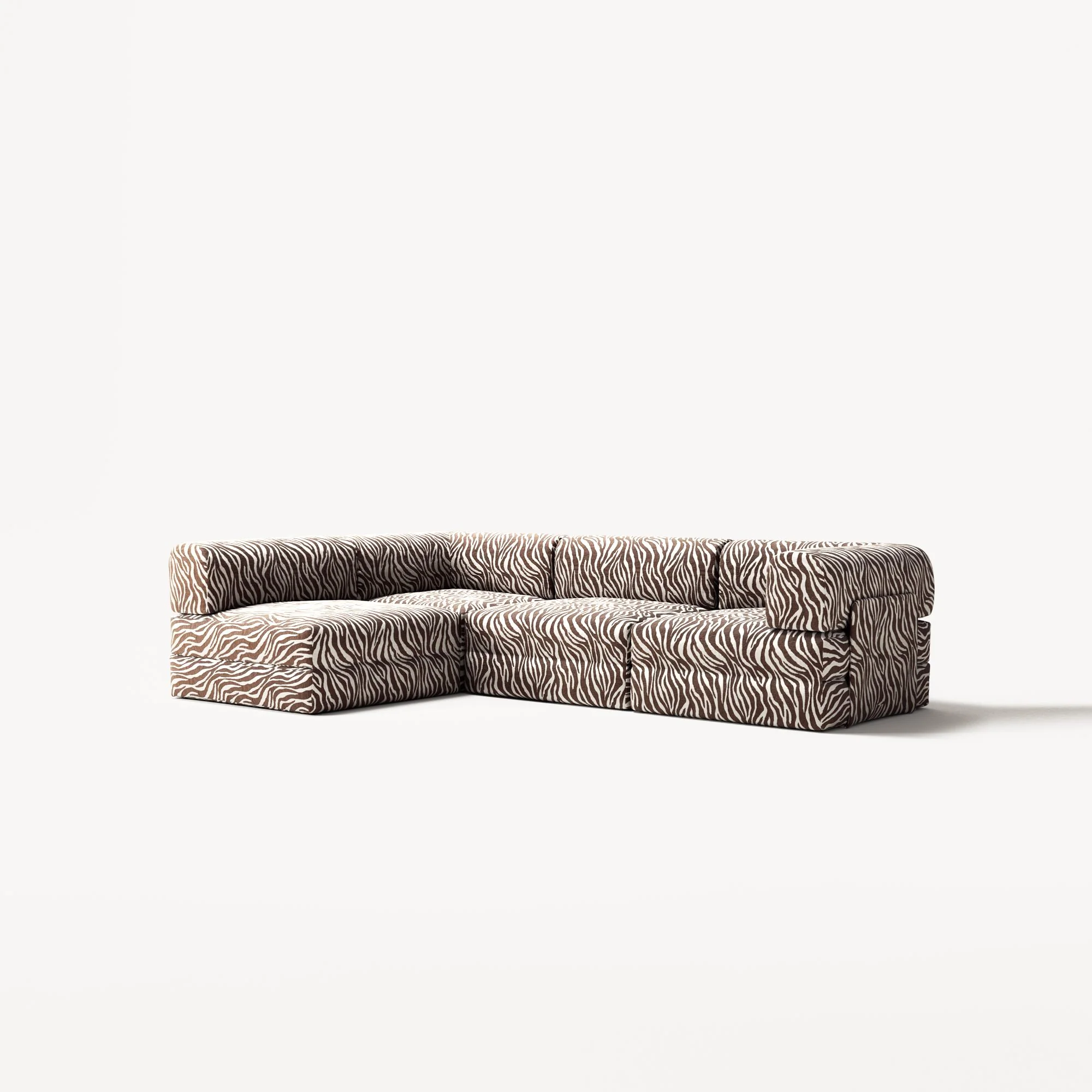 LUNA - 3 Seater Divan - Left - Chenille Jacquard Zebra Brown White - Image 2