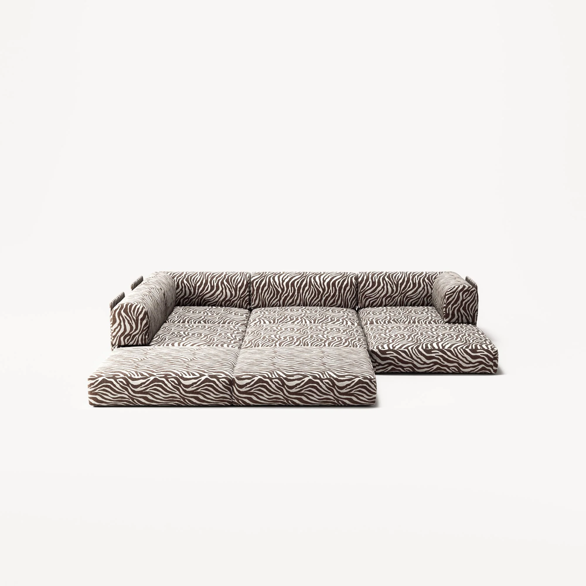 LUNA - 3 Seater Divan - Left - Chenille Jacquard Zebra Brown White - Image 4