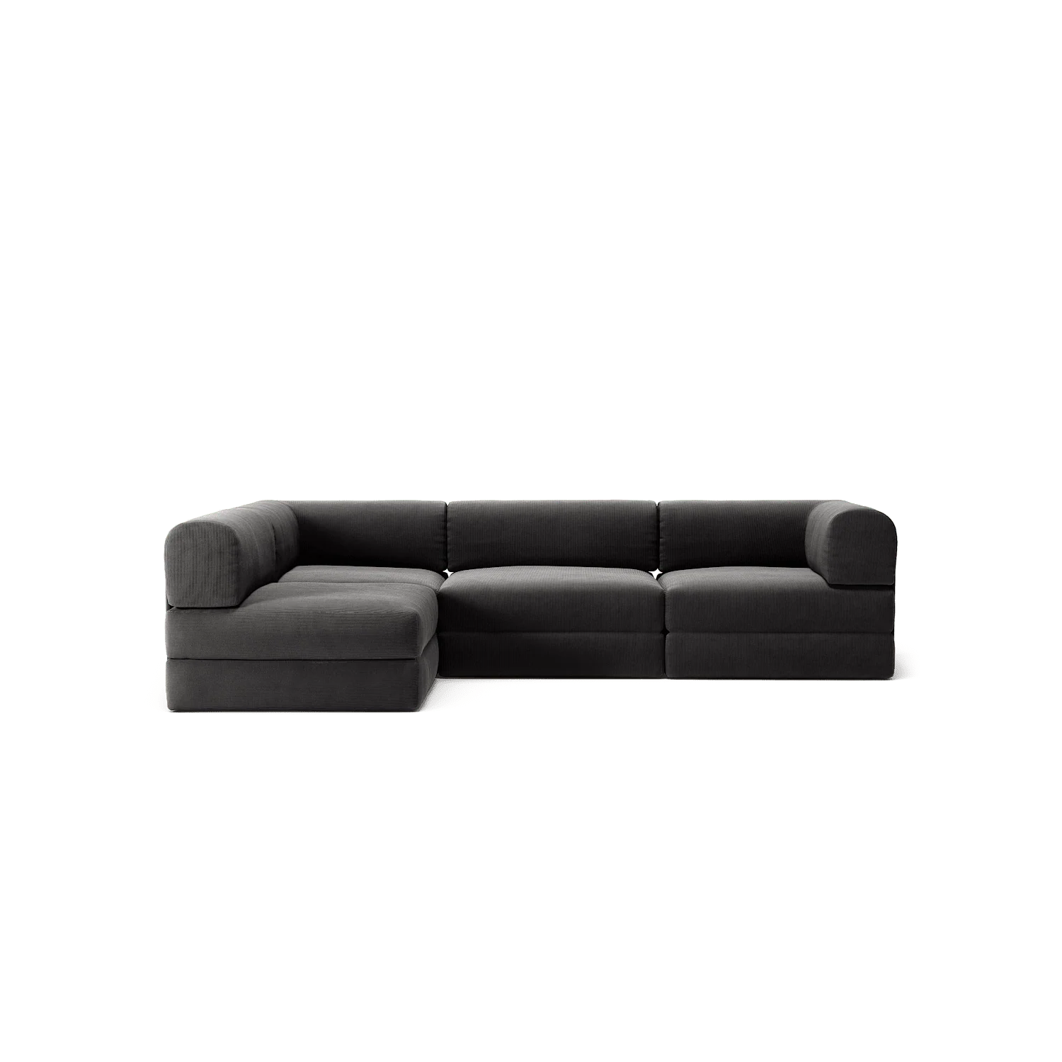 LUNA - 3 Seater Divan - Left - Corduroy Charcoal