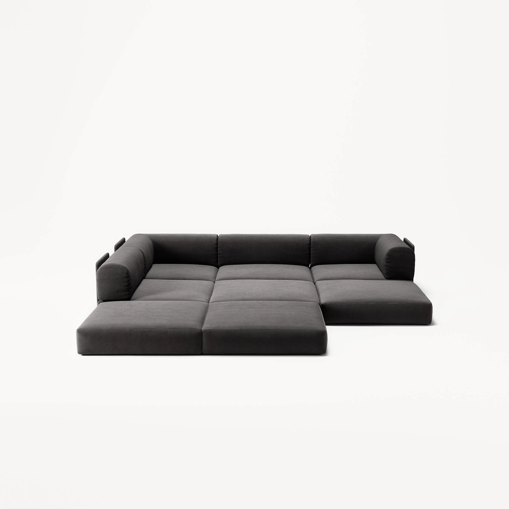 LUNA - 3 Seater Divan - Left - Corduroy Charcoal - Image 4