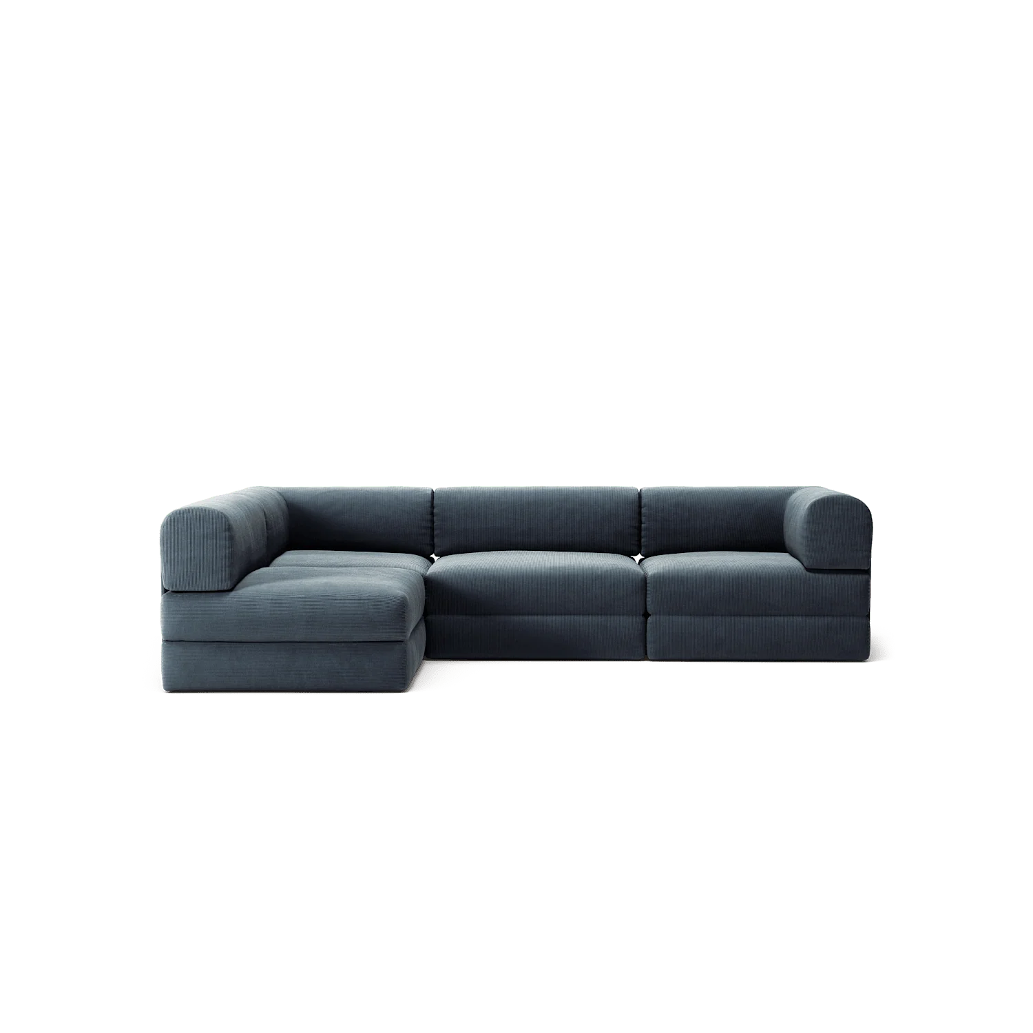 LUNA - 3 Seater Divan - Left - Corduroy Dark Blue