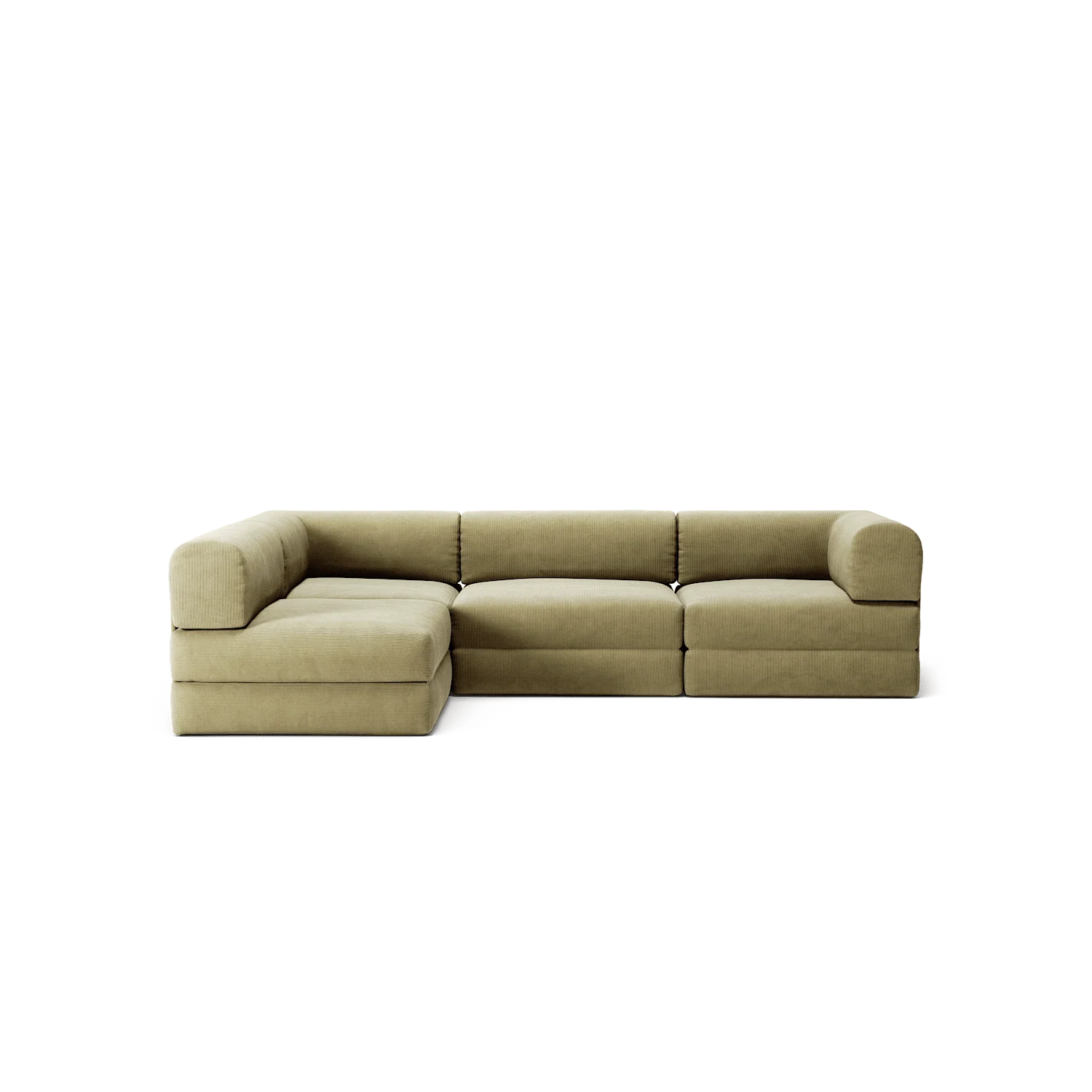 LUNA - 3 Seater Divan - Left - Corduroy Lime