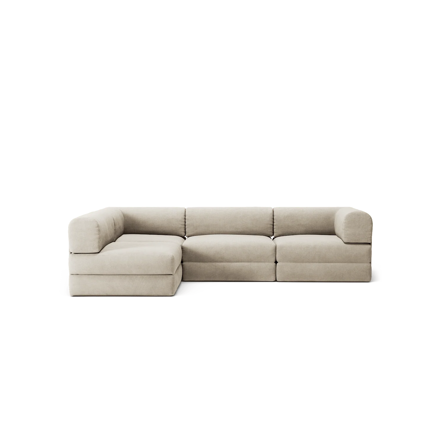 LUNA - 3 Seater Divan - Left - Corduroy Off-White