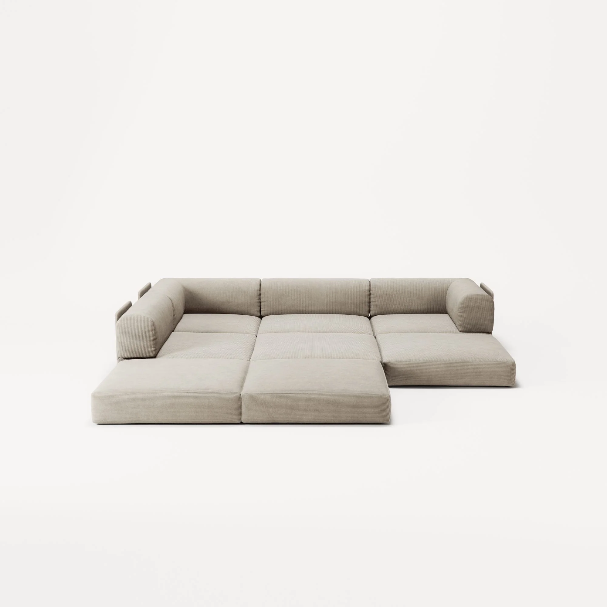 LUNA - 3 Seater Divan - Left - Corduroy Off-White - Image 4
