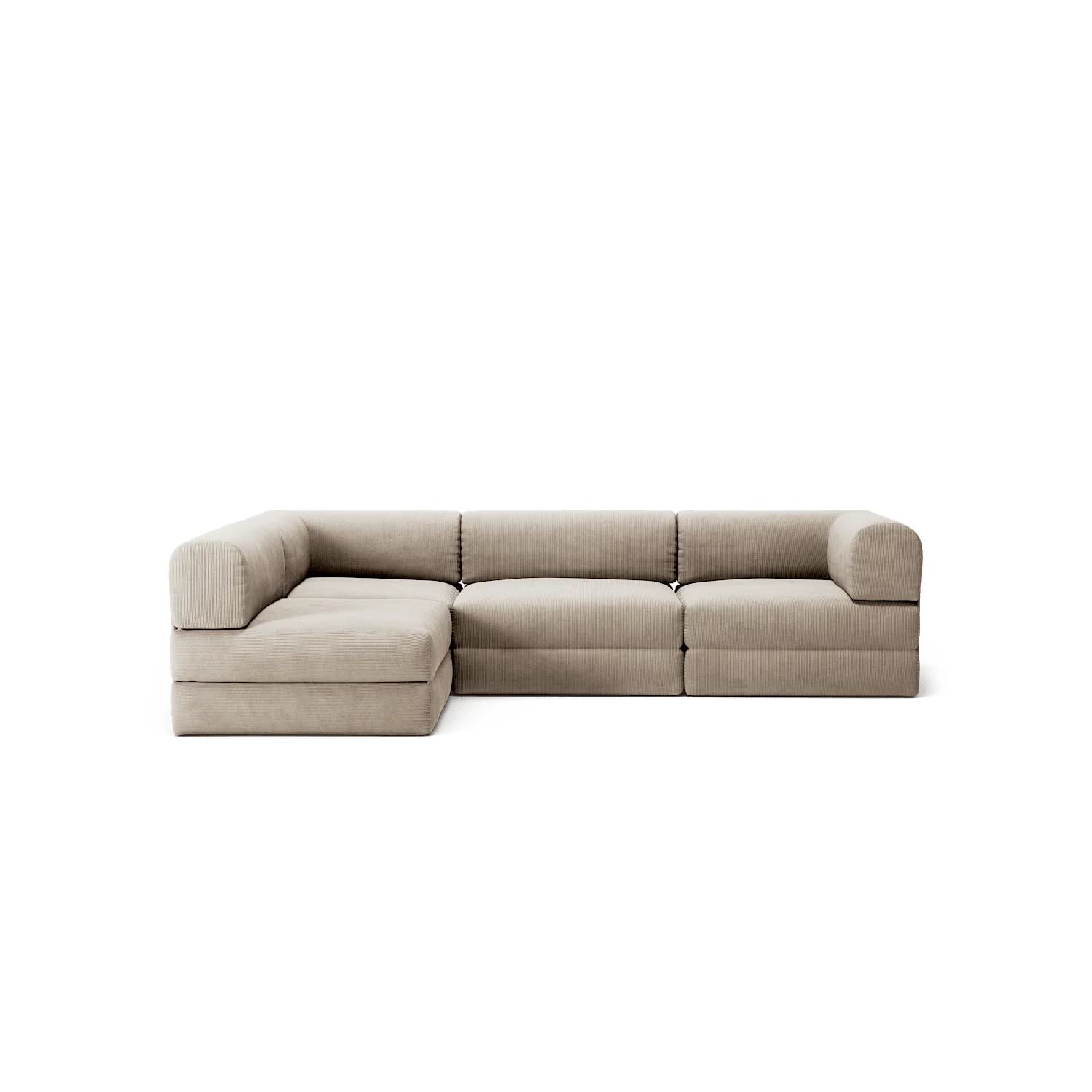 LUNA - 3 Seater Divan - Left - Corduroy Pale Beige